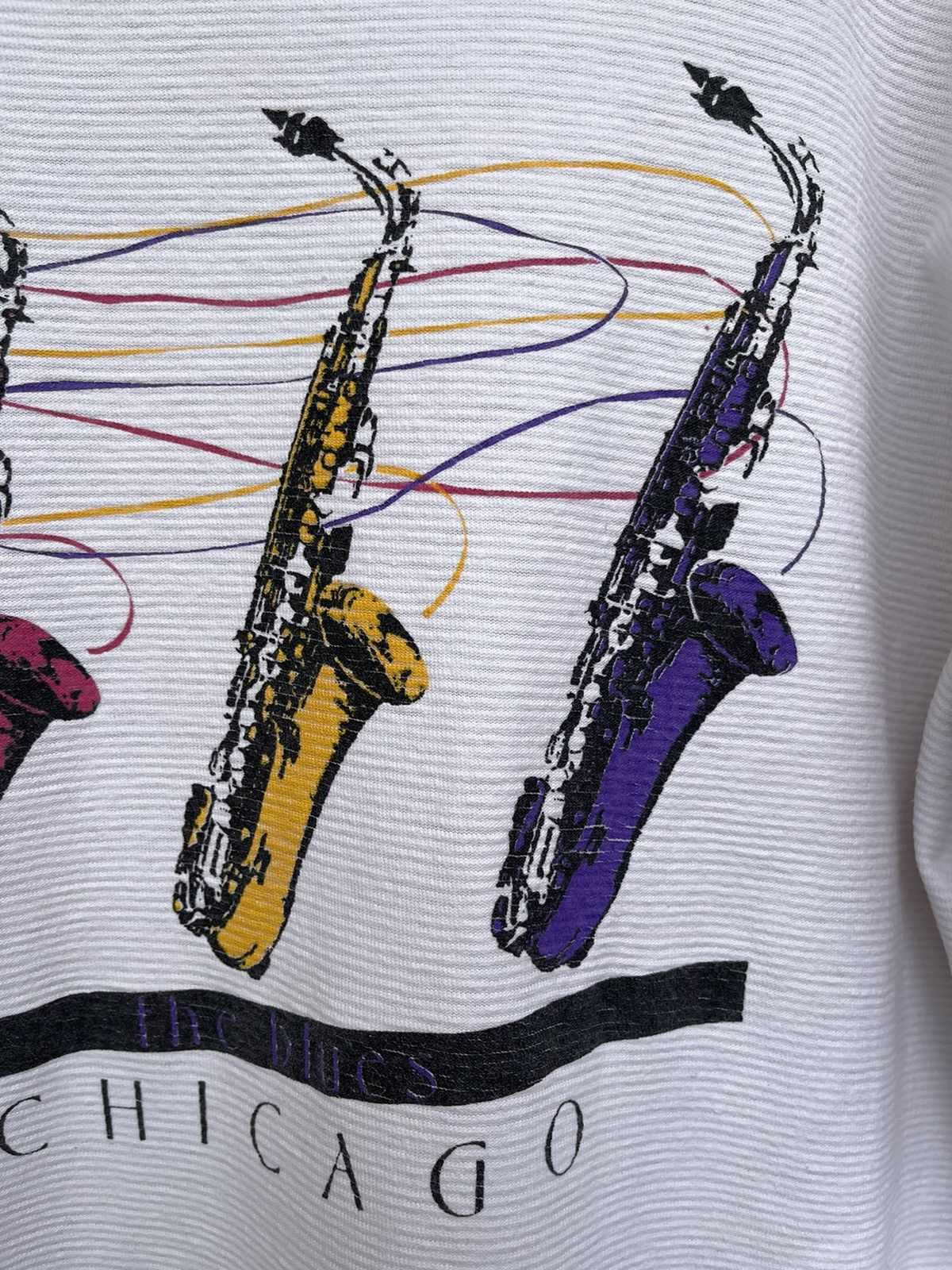 Band Tees The BLUES Chicago Saxofone Jazz Band Vintage T-shirt Size US XL / EU 56 / 4 - 7 Thumbnail