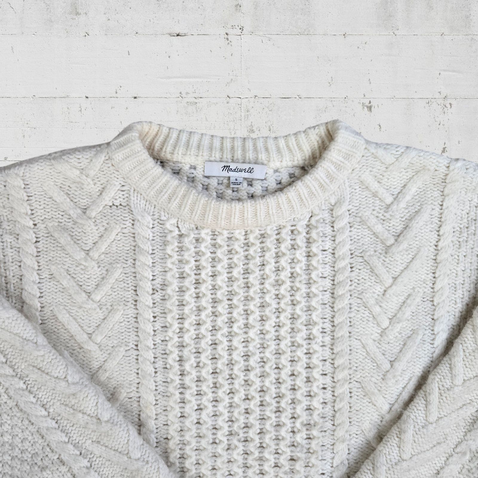 Madewell Madewell Ivory Cable Knit Wool Alpaca Sweater Size Small Size S / US 4 / IT 40 - 5 Thumbnail
