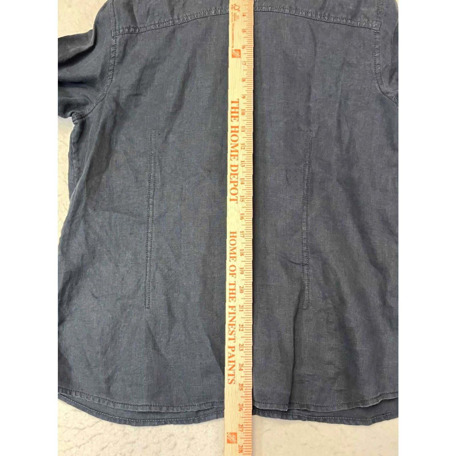 Liz Claiborne VINTAGE LIZ CLAIBORNE 100% LINEN BUTTON-UP ROLL TAB SLEEVES LAGENLOOK BLACK WOMEN LARGE Size L / US 10 / IT 46 - 4 Thumbnail