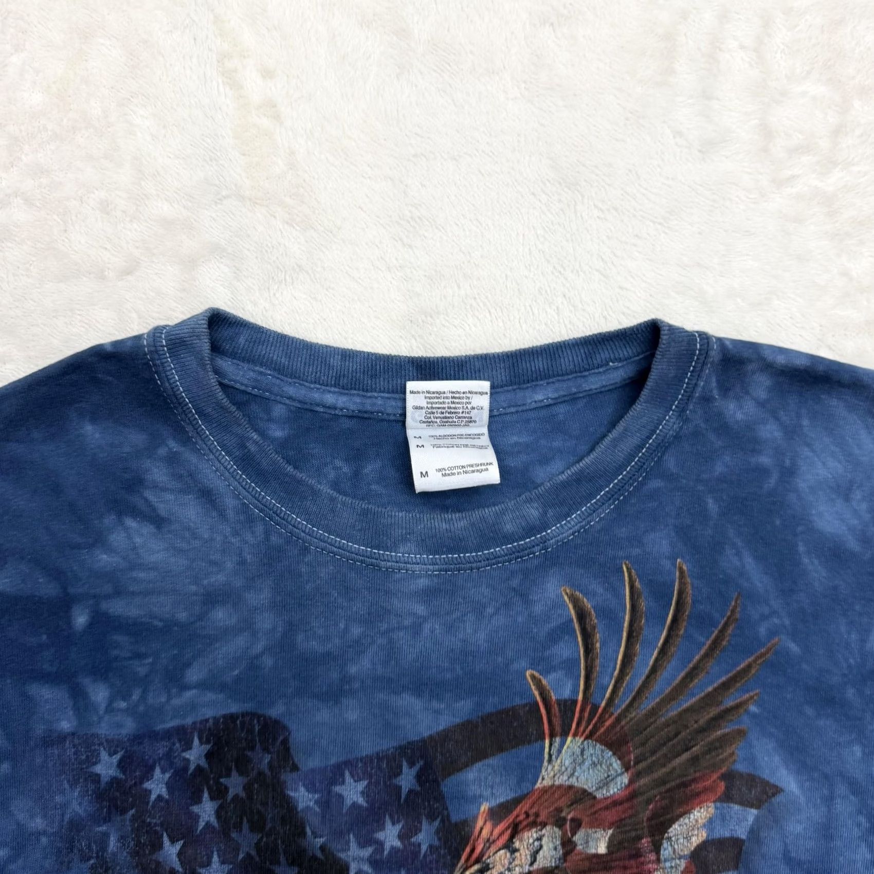 Gildan Gildan Mountain Shirt Mens Medium Blue Eagle American Flag Tie Dye Patriotic USA Crew Neck Short Sleeve Graphic Print Size US M / EU 48-50 / 2 - 3 Thumbnail
