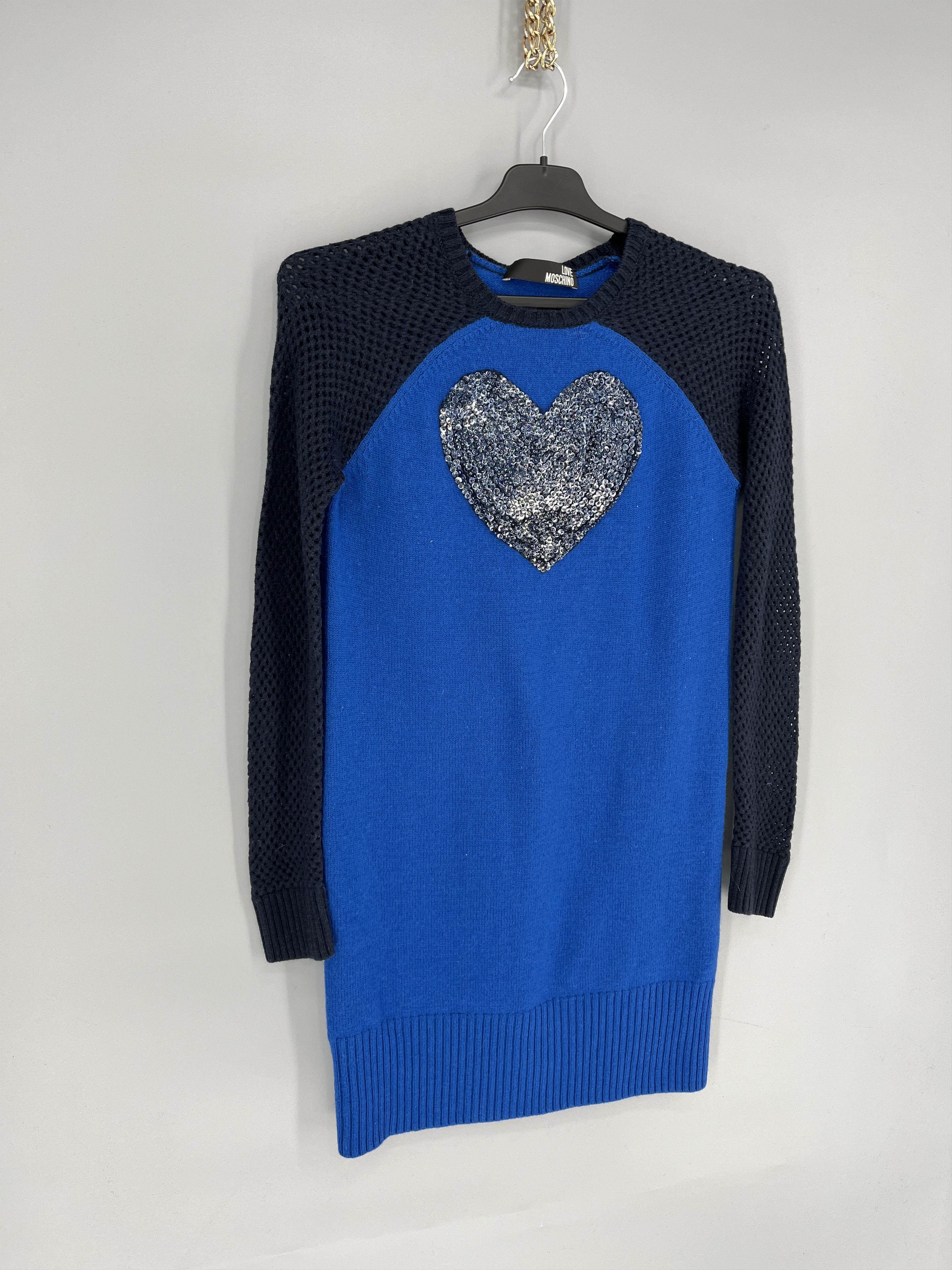 Moschino Moschino Wool Mini Dress Central Heart Logo Size S / US 4 / IT 40 - 2 Thumbnail