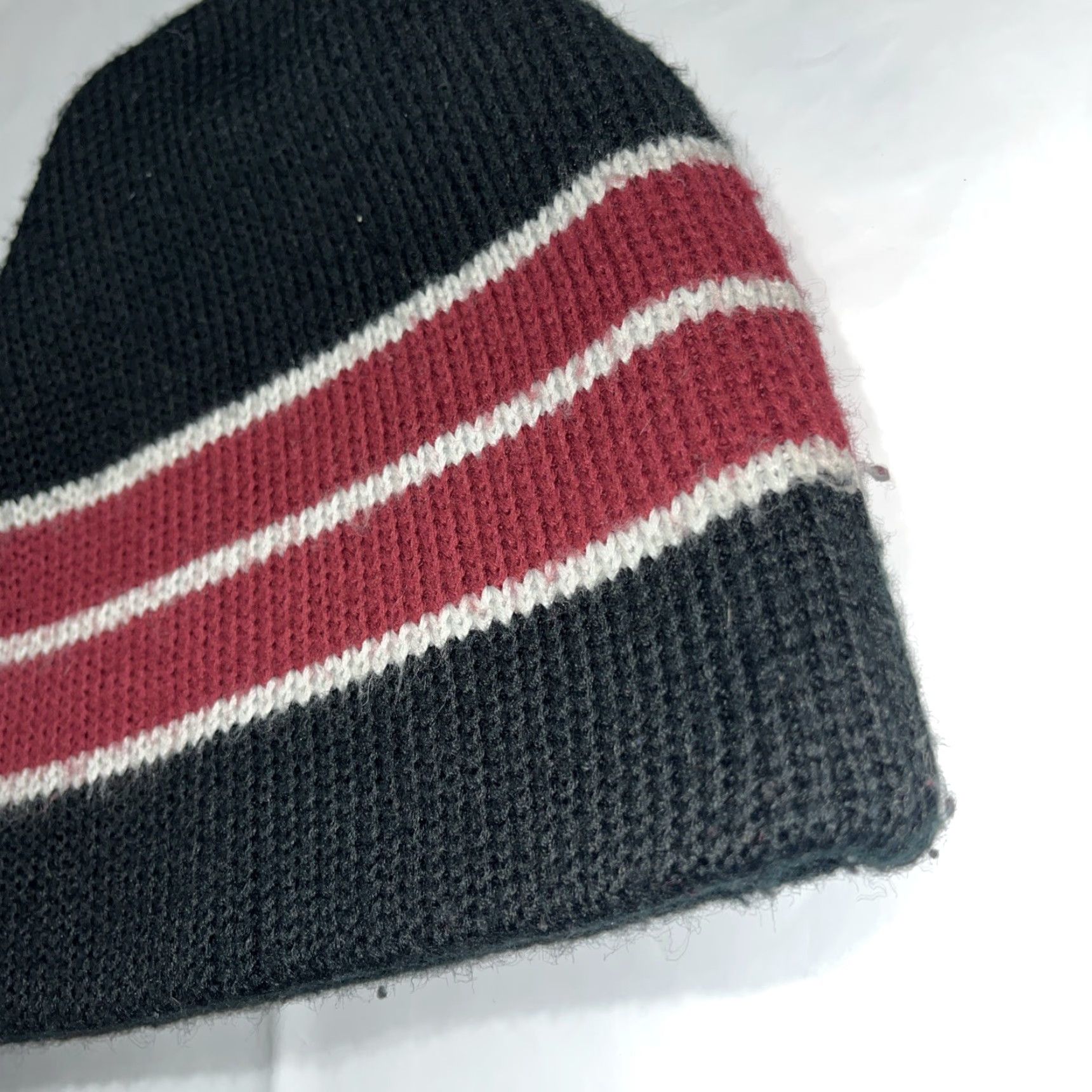 Vintage VINTAGE 70s Winter Wool Knit Ski CAP Beanie Wool Hat Striped Black Brown 80s Snuggler Unisex Size ONE SIZE - 3 Thumbnail