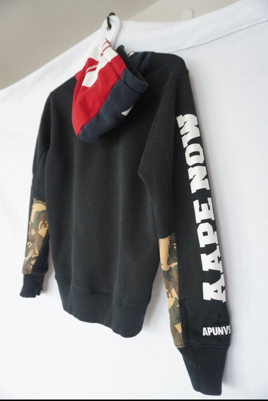 Aape AAPE By A Bathing Ape Black Hoodie with Camo Half Sleeve Size US S / EU 44-46 / 1 - 6 Thumbnail