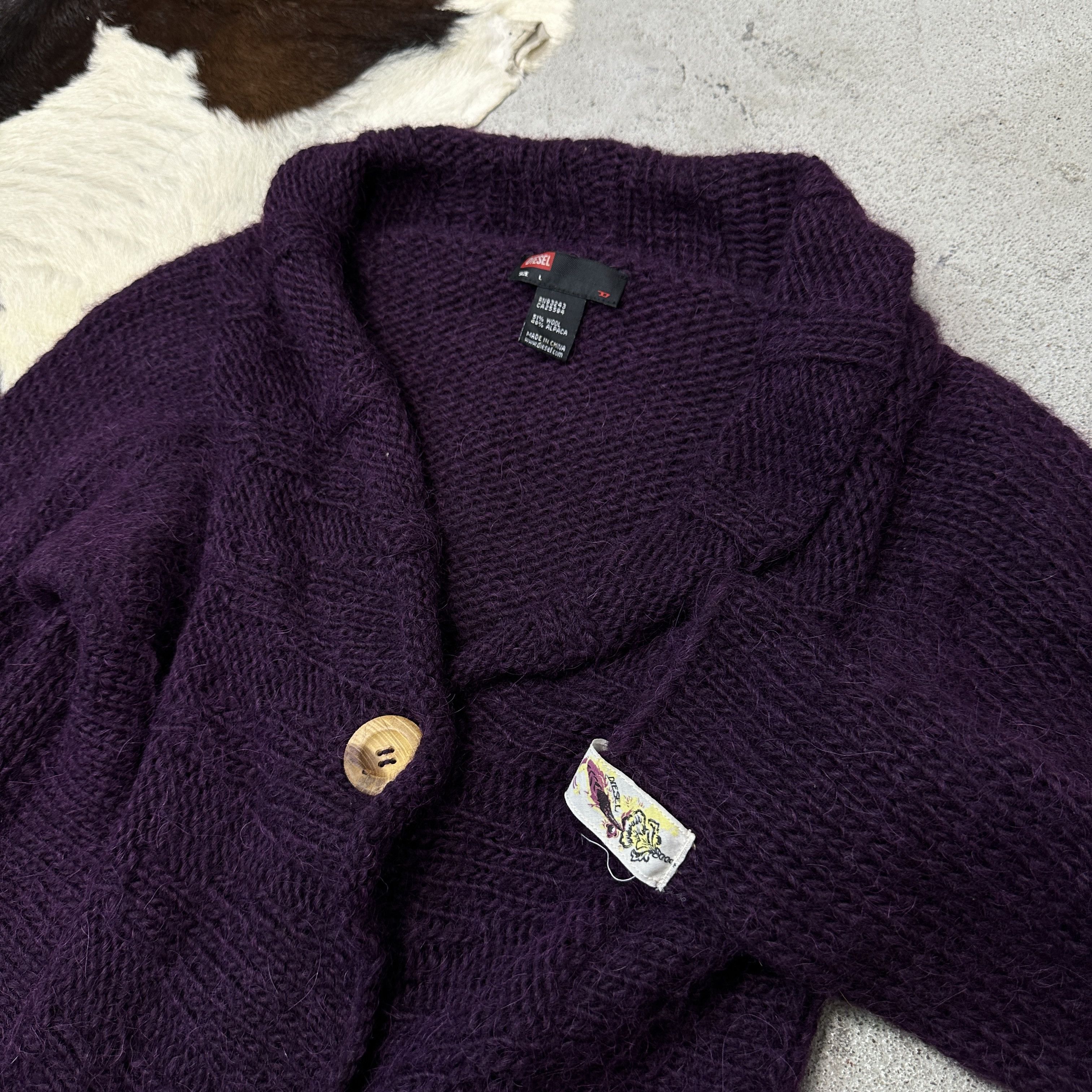 Vintage Vintage Alpaca Wool Mohair Plum Purple Diesel Cardigan Y2K Size L / US 10 / IT 46 - 3 Thumbnail