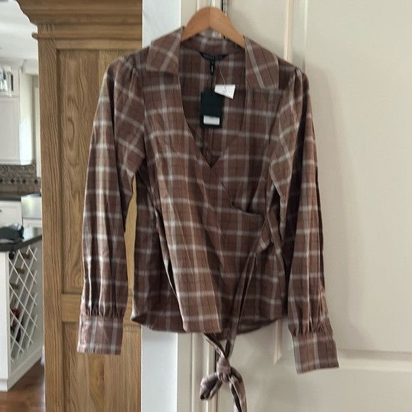 Marissa Webb NWT INTERMIX X MARISSA WEBB wrap plaid top XS Size XS / US 0-2 / IT 36-38 - 3 Thumbnail