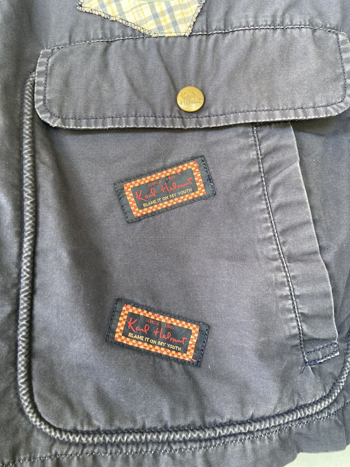 Karl Helmut Vintage Karl Helmut: Blue Retro Patchwork Workwear Big Logo Size US XXL / EU 58 / 5 - 6 Thumbnail