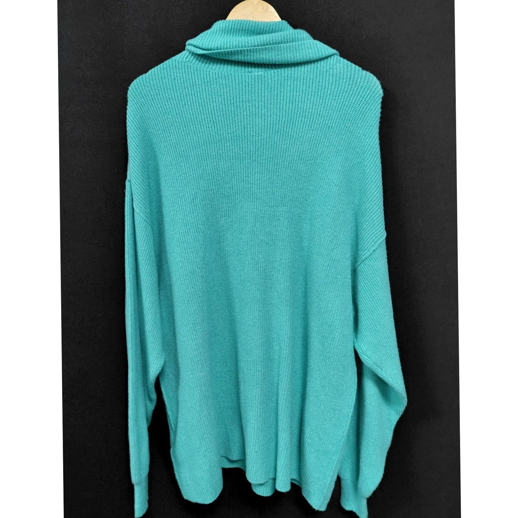 Free People Free People Knit Cowl Neck Sweater Solid Turquoise Long Sleeve Women Size S Size S / US 4 / IT 40 - 2 Thumbnail