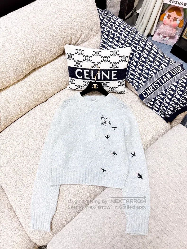 Loewe Loewe Haze Blue Grey Baby Penguin Embroidered Sweater Size S / US 4 / IT 40 - 2 Thumbnail