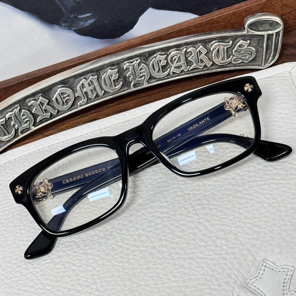 Pre-owned Chrome Hearts Vagilante Glasses In Black
