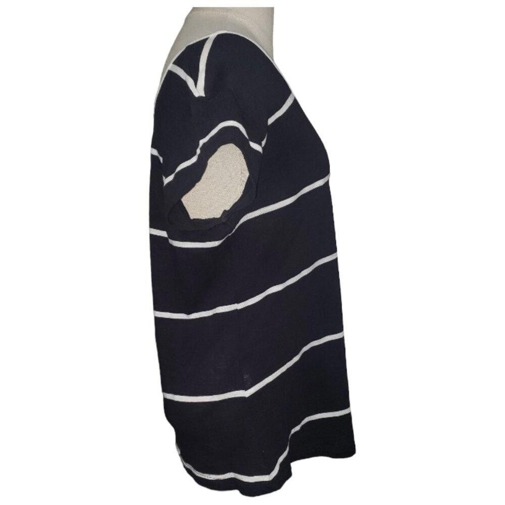 Designer CT1694 Calvin Klein Jeans Black Striped Top M Size M / US 6-8 / IT 42-44 - 2 Thumbnail