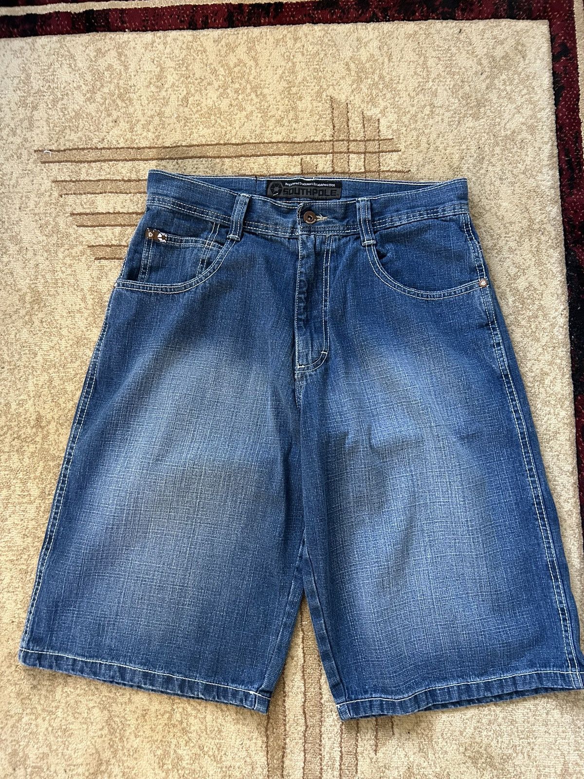 Southpole × Vintage Vintage Southpole Baggy Denim Faded Blue Shorts Size US 32 / EU 48 - 6 Thumbnail