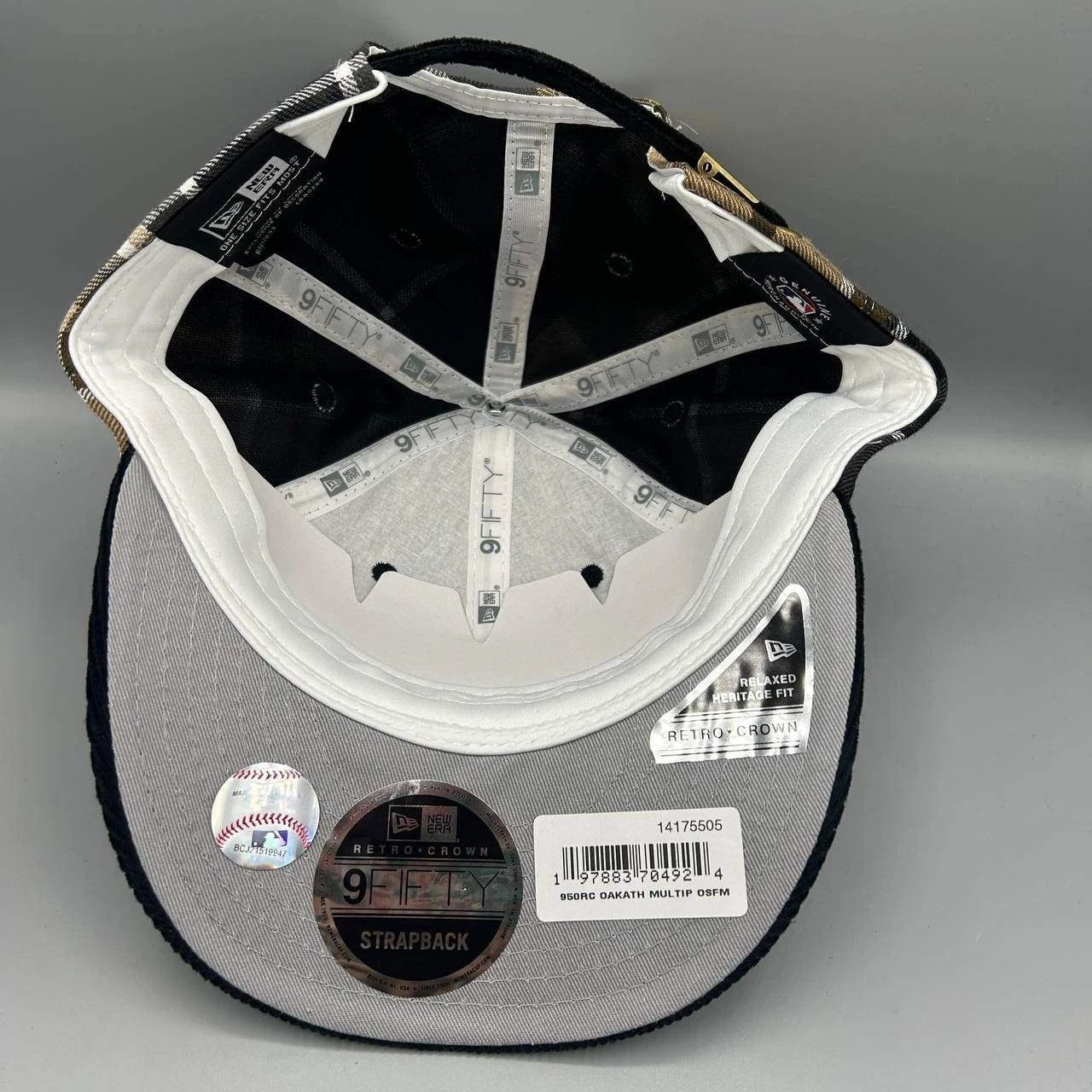 New Era Oakland Athletics Hat Men Plaid Corduroy Strap Back Cotton Size ONE SIZE - 2 Thumbnail