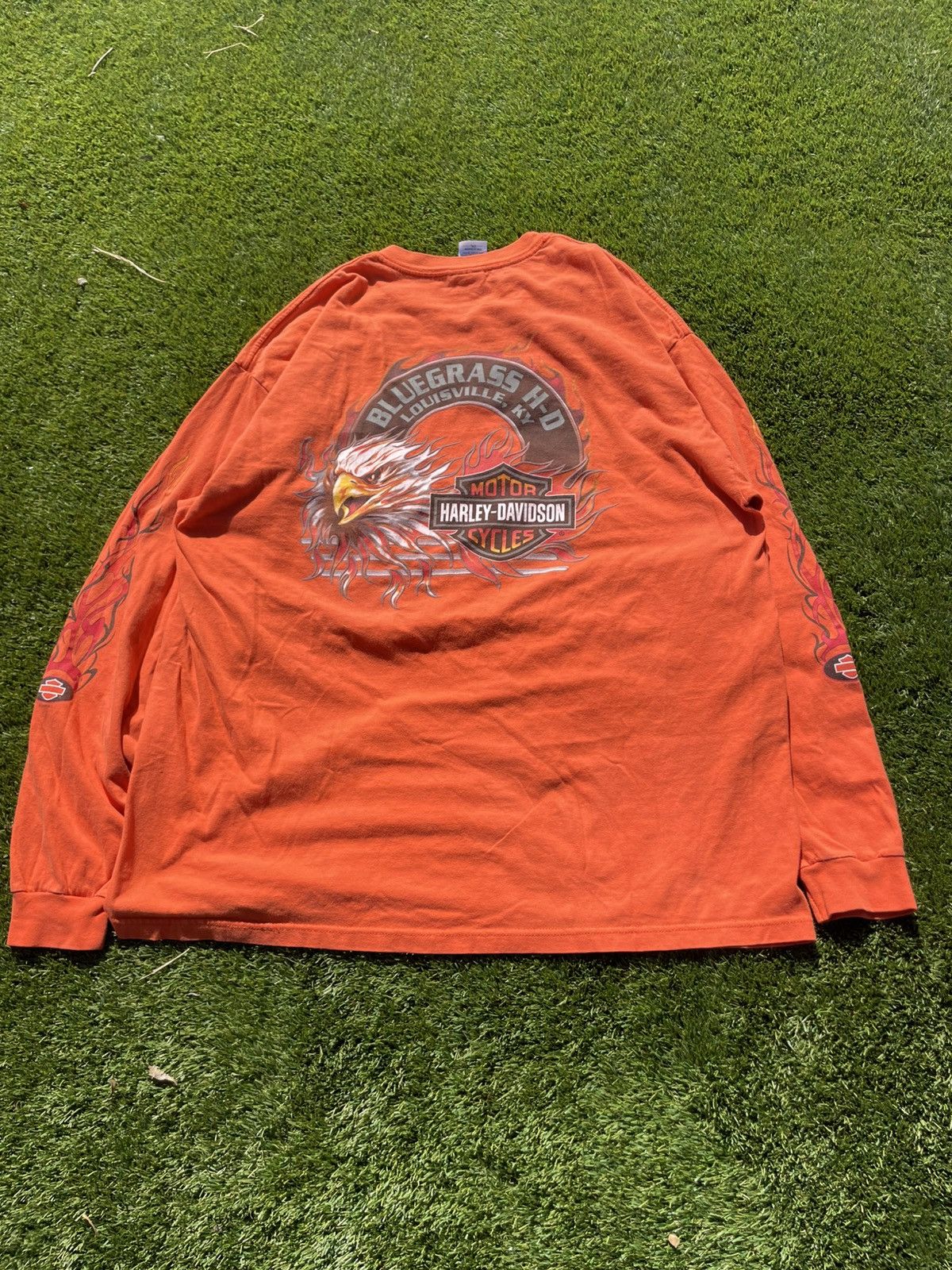 Harley Davidson Y2K HARLEY DAVIDSON FLAME SLEEVE TEE Size US XXL / EU 58 / 5 - 6 Thumbnail