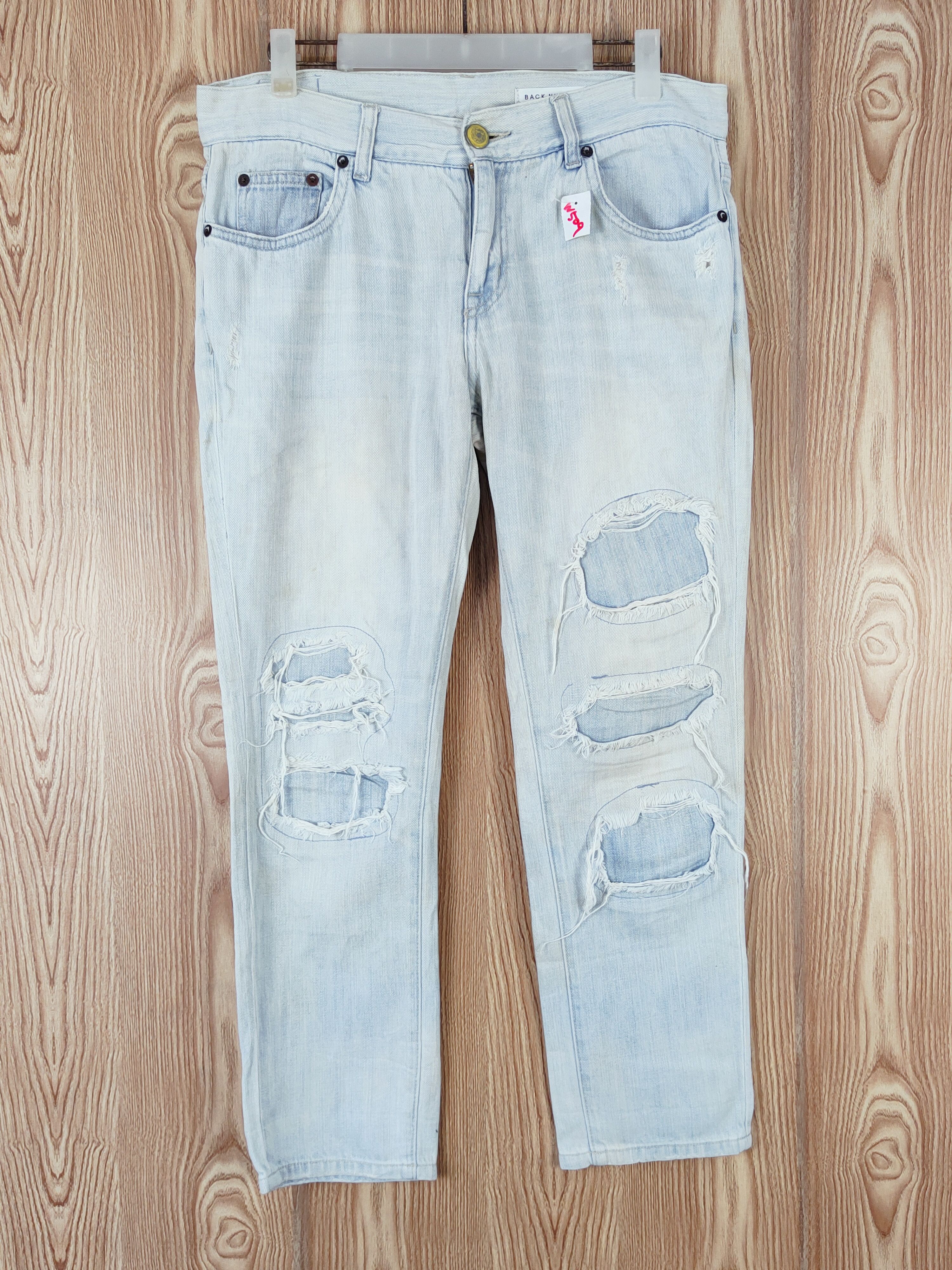 Japanese Brand × Vintage Back Number Blue Distressed Ripped Jeans #W509 Size 34" / US 12 / IT 48 - 1 Thumbnail