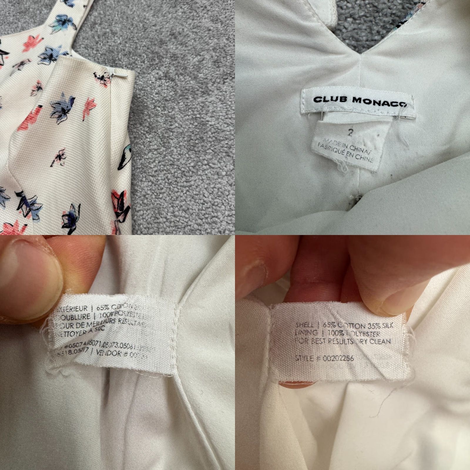 Club Monaco VINTAGE Club Monaco Dress Womens A-Line Sleeveless Ivory Floral 2 Cotton Silk Cut Out Square Neck Size XS / US 0-2 / IT 36-38 - 8 Thumbnail