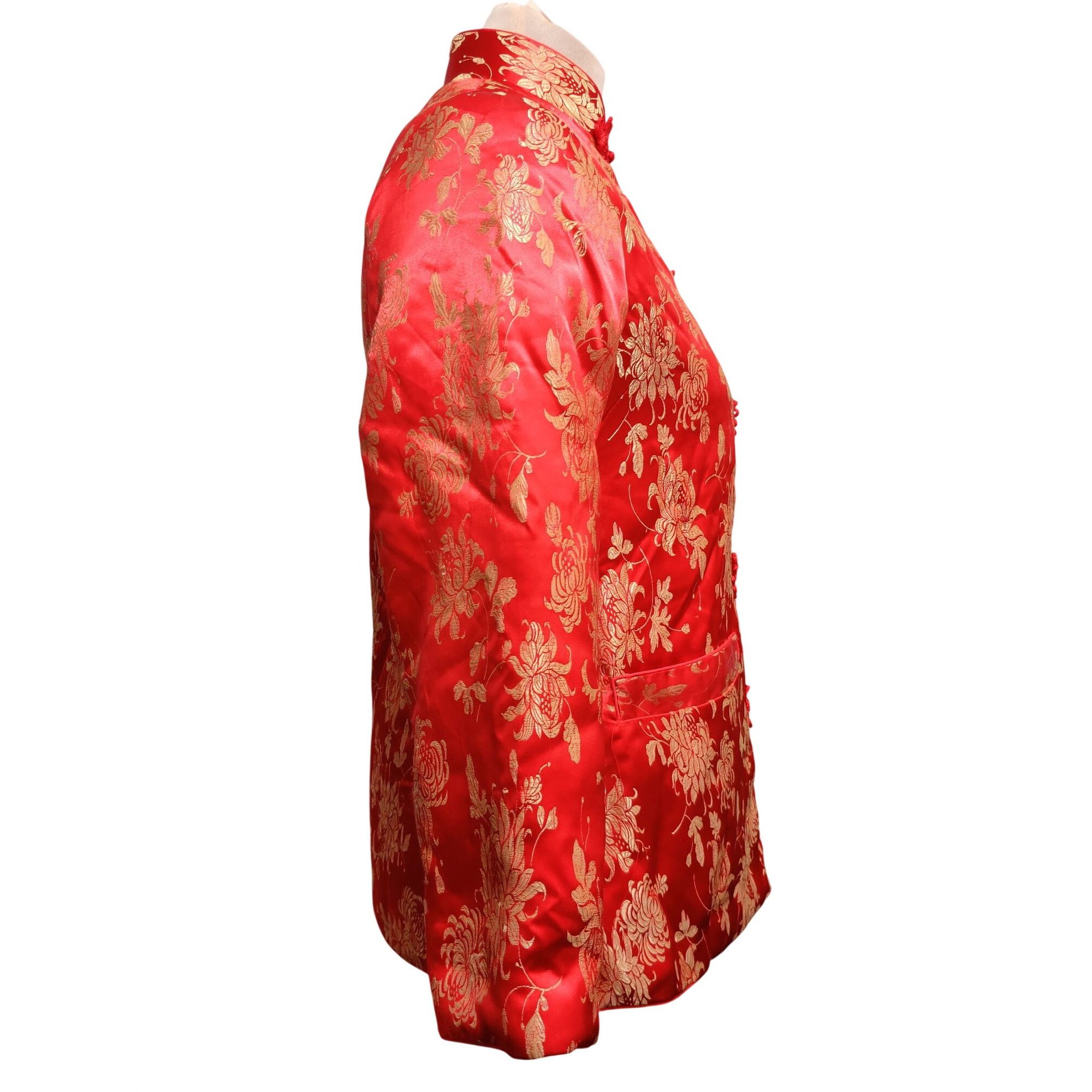 Vintage Womens S Red Jacket Brocade Vintage Chinese Gold Floral Frog Size S / US 4 / IT 40 - 12 Thumbnail