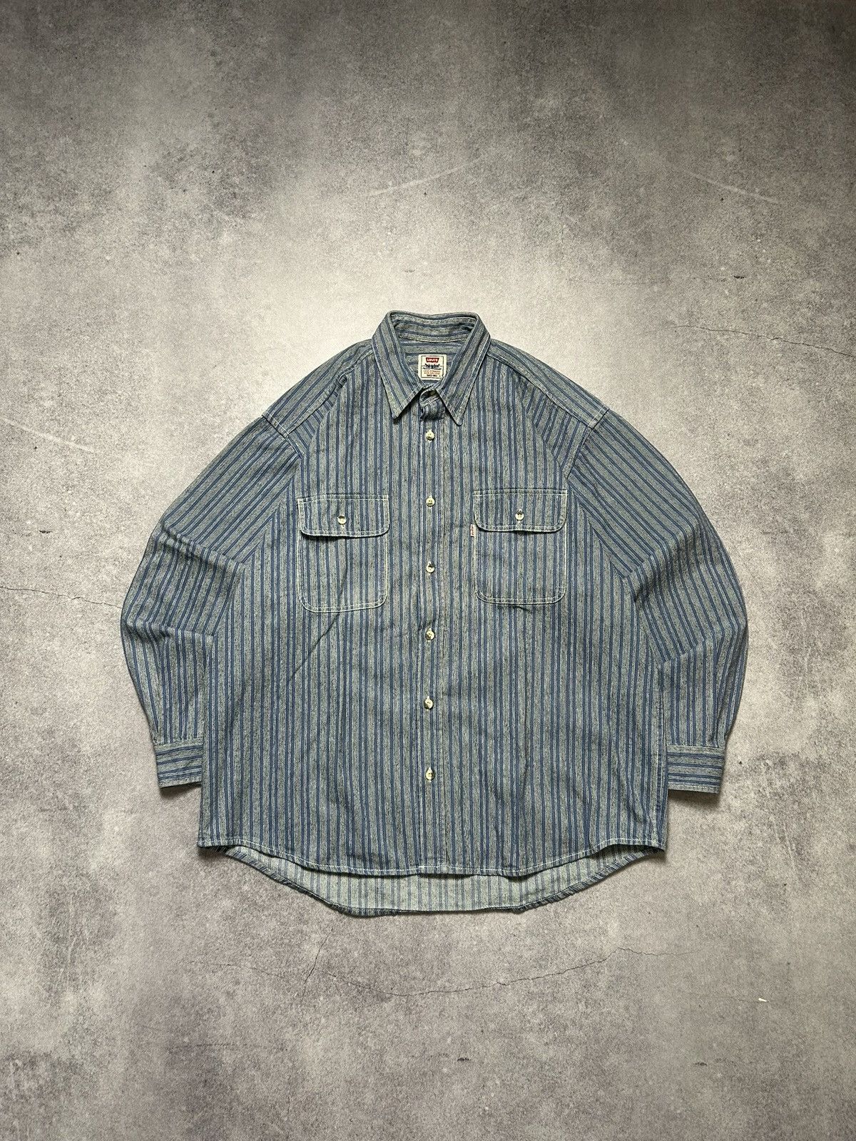 Levi's Vintage 90’s Levi’s Striped Button Up Retro Overshirt Shirt Size US L / EU 52-54 / 3 - 1 Thumbnail