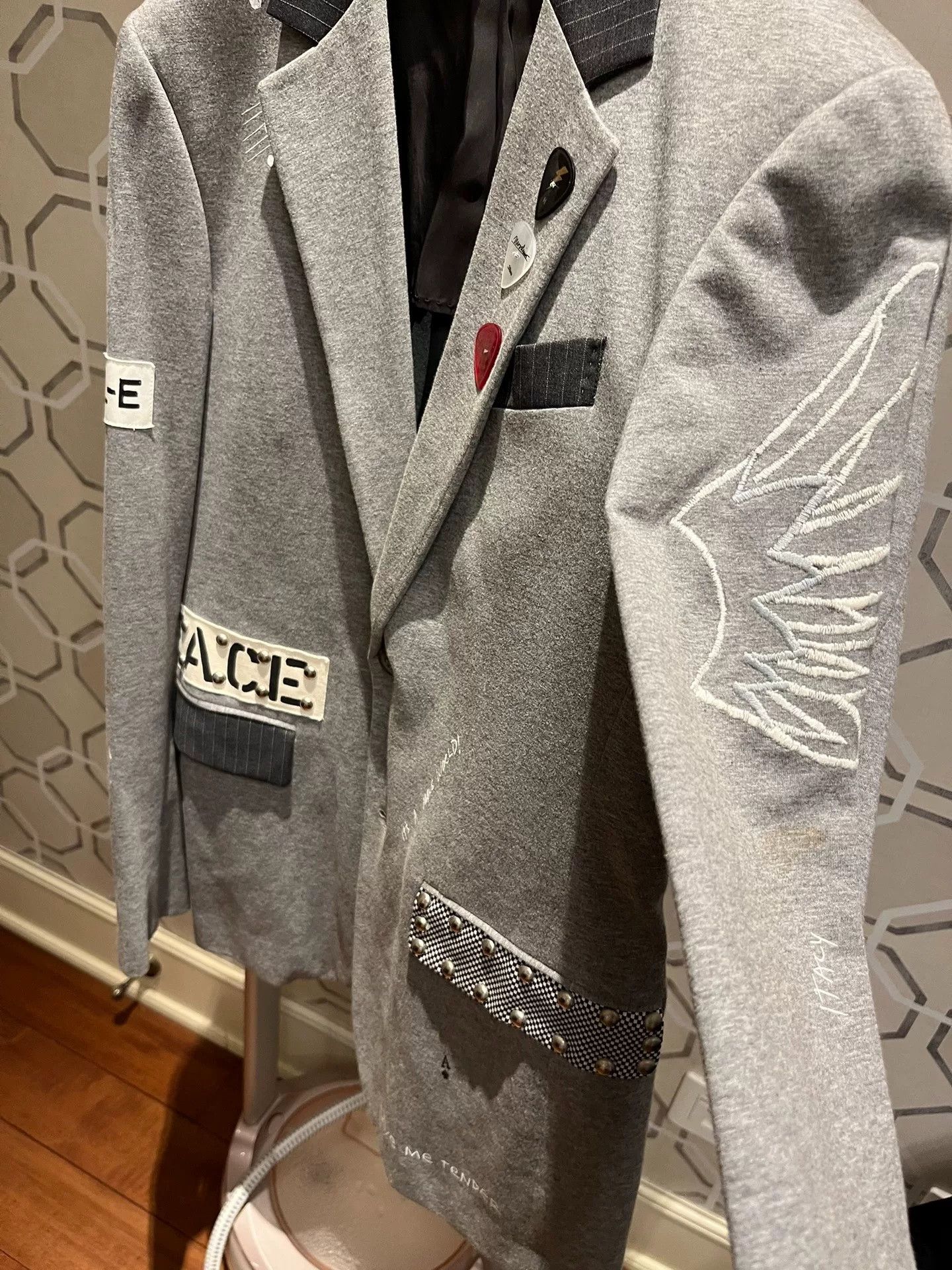 Moschino Moschino Gray Spliced Casual Blazer Size US M / EU 48-50 / 2 - 4 Thumbnail