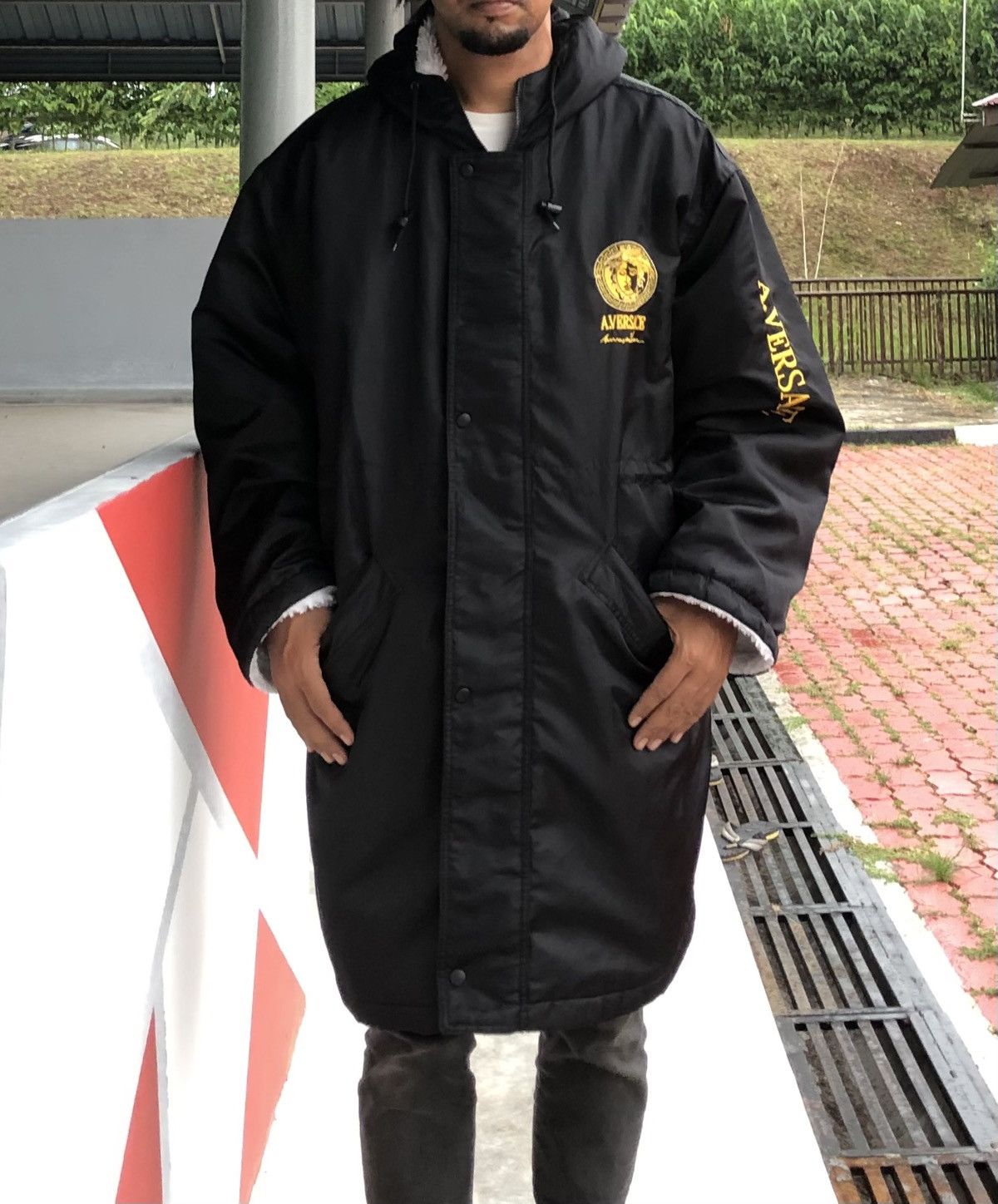 Vintage Vintage A.Versace Embroidery Logo Back Nylon Parka Jacket Size US XL / EU 56 / 4 - 2 Thumbnail