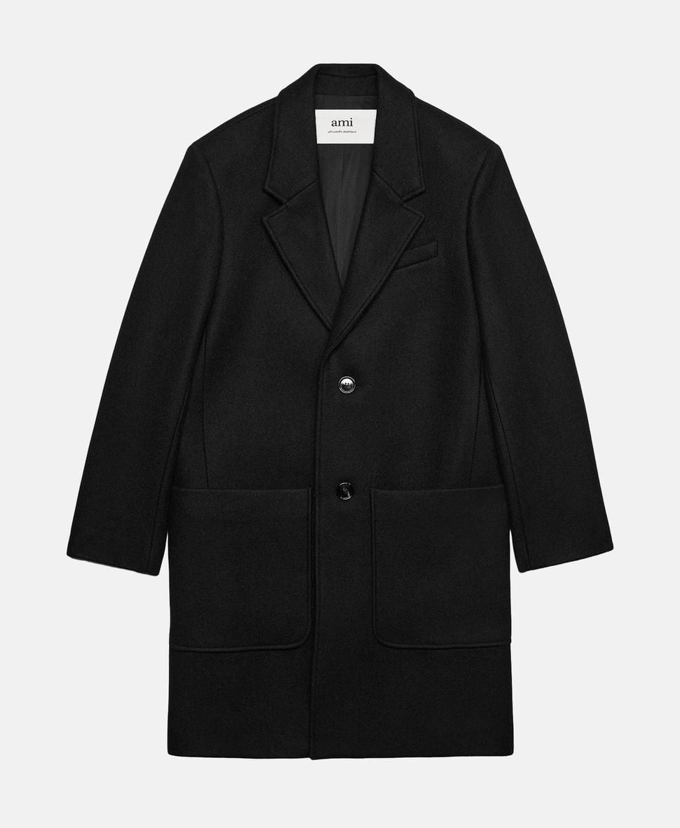Ami Paris Wool Coat in Black, Men's