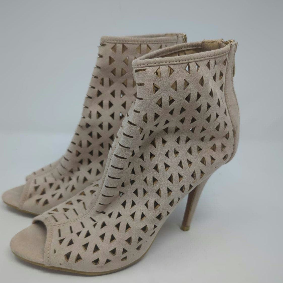 Other Yoki Faux Suede Perforated Heels Beige Booties Womens Size 9 Size US 9 / IT 39 - 1 Thumbnail
