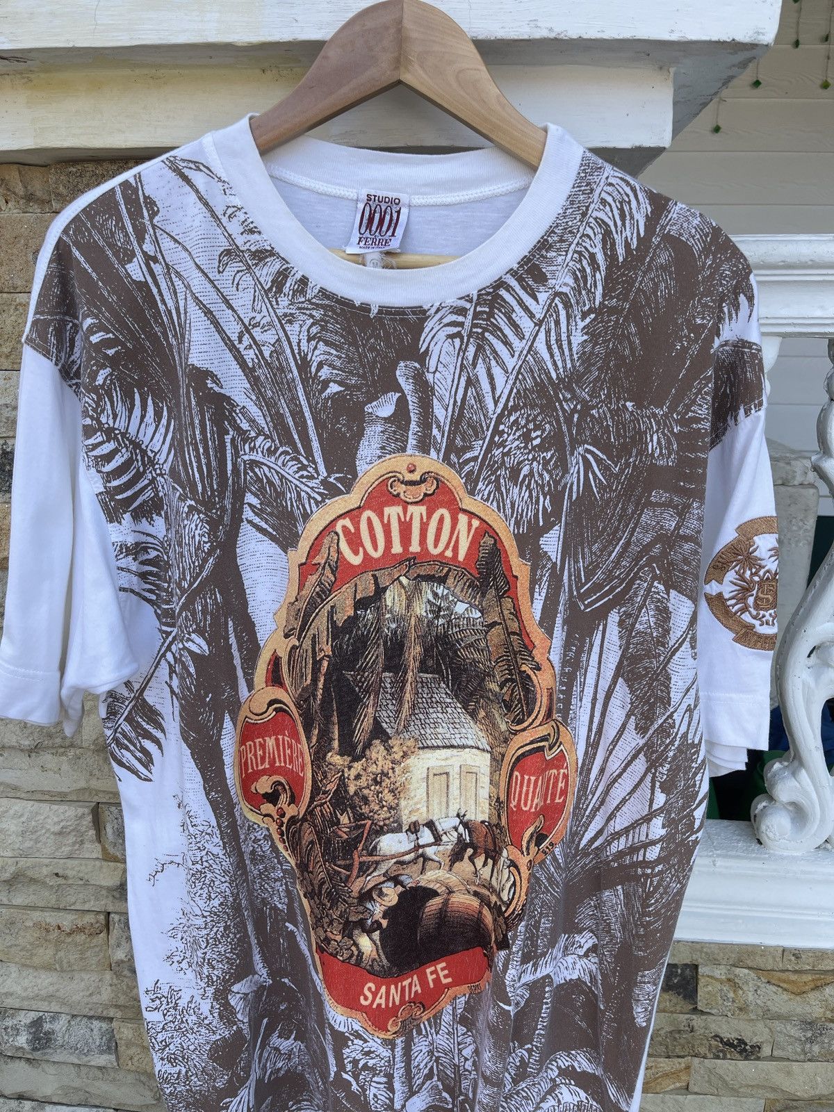 Ferre Last Drop🔥Rare🔥Vtg Studio 0001 Ferre Italy Fullprint T-Shirr Size US L / EU 52-54 / 3 - 1 Thumbnail