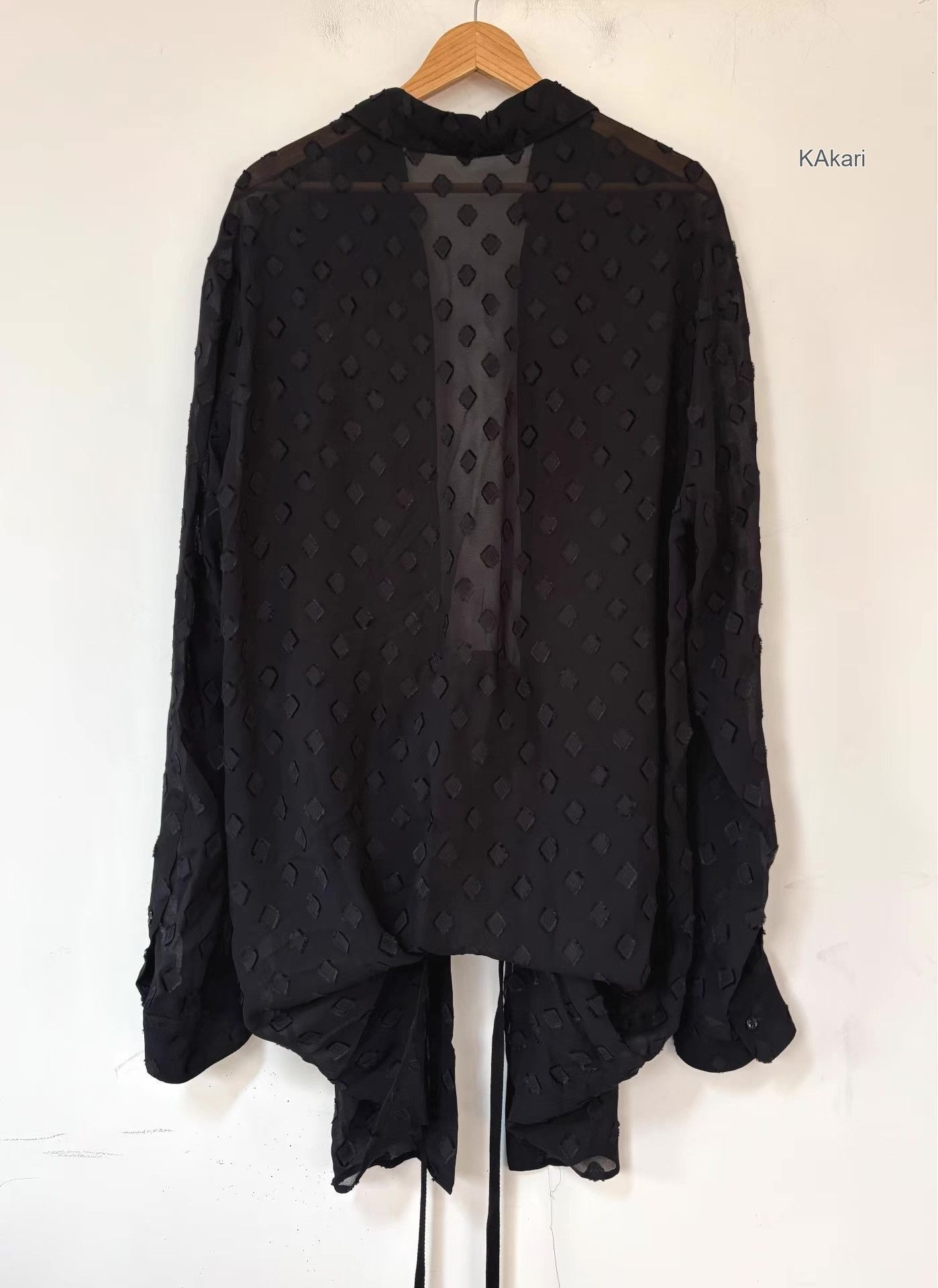 Ann Demeulemeester Black Diamond Pattern Long Sleeve Button-Up Shirt Size US M / EU 48-50 / 2 - 9 Thumbnail