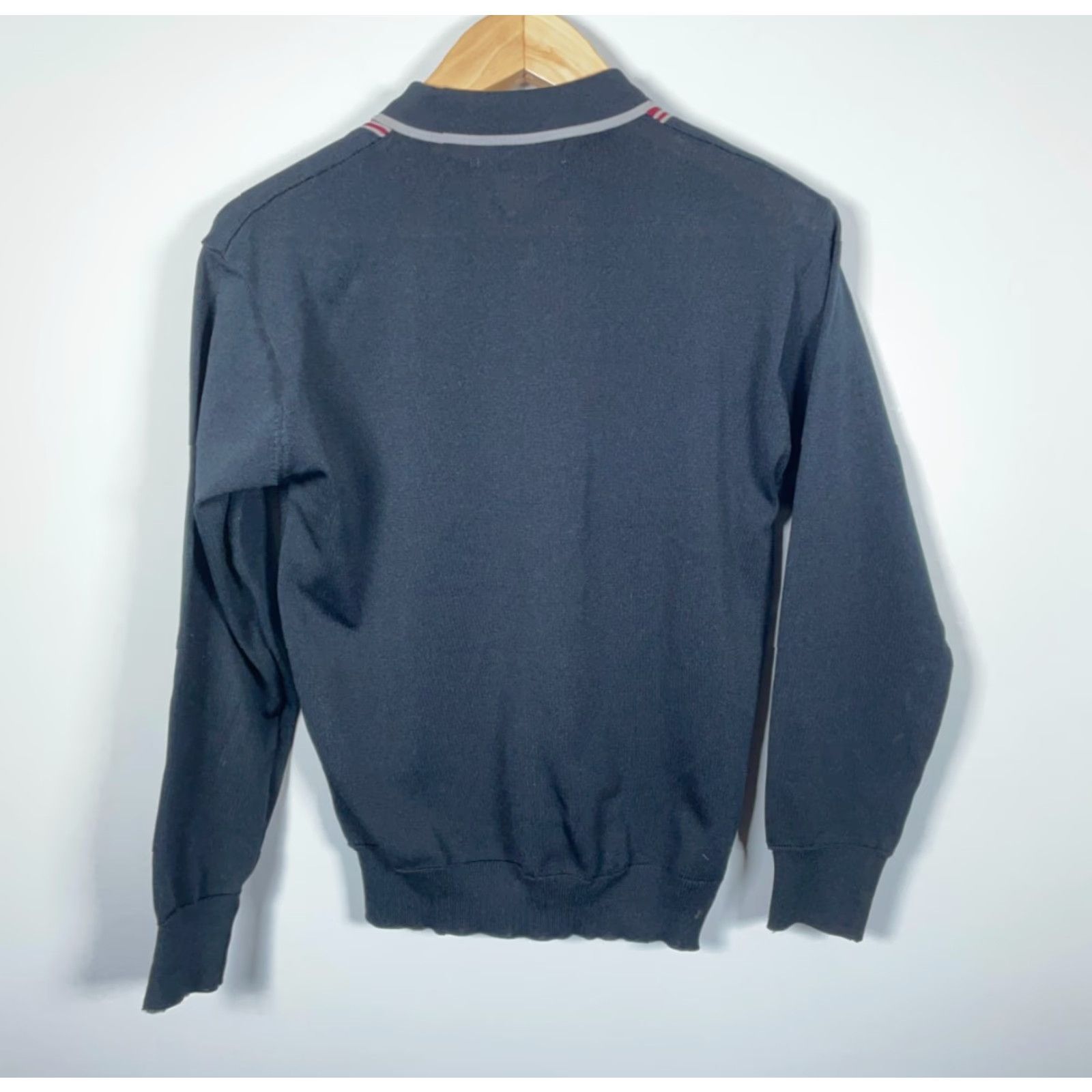 Vintage VINTAGE Gino Barozzi Polo Shirt Mens Small / Medium Black Red Stripe 70s Long Sleeve Polyester Striped Polo Shirt Mens Small Size US S / EU 44-46 / 1 - 2 Thumbnail
