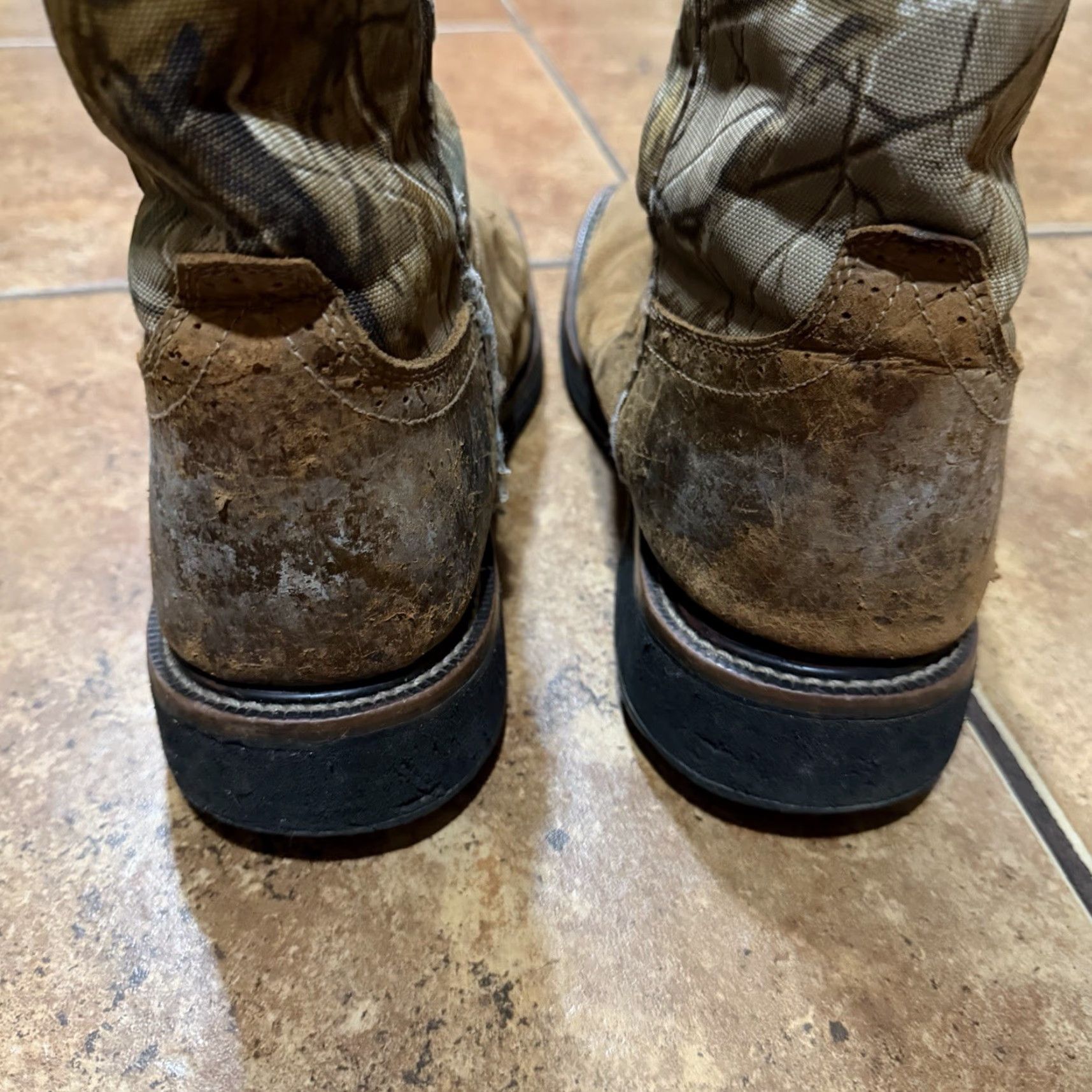 Justin Boots Justin WK4676 Camo Boots Brown Leather Sq Toe Waterproof Work Western Mens 13 D Size US 13 / EU 46 - 7 Thumbnail