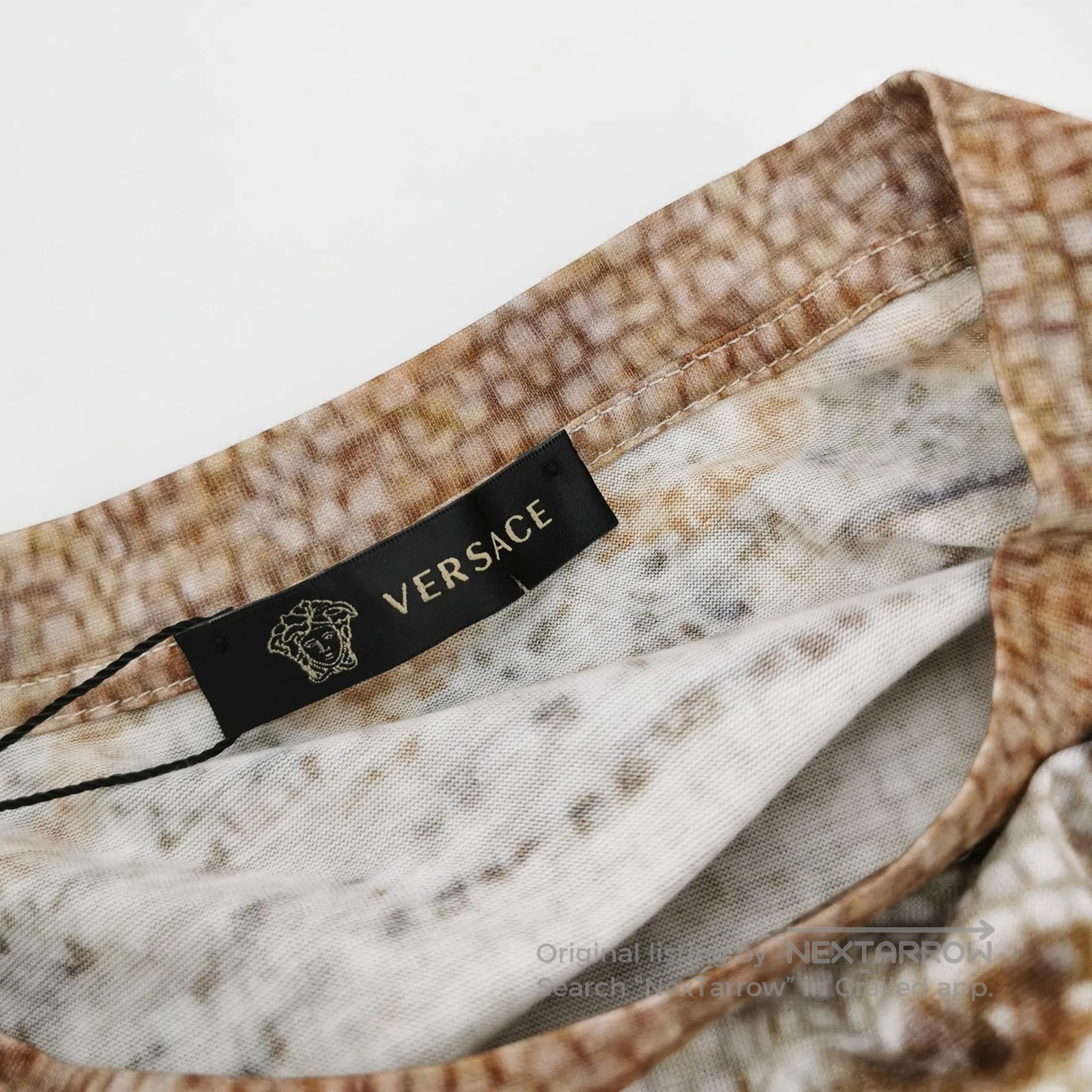 Versace Men's XS Mosaic Print Cotton T-Shirt.