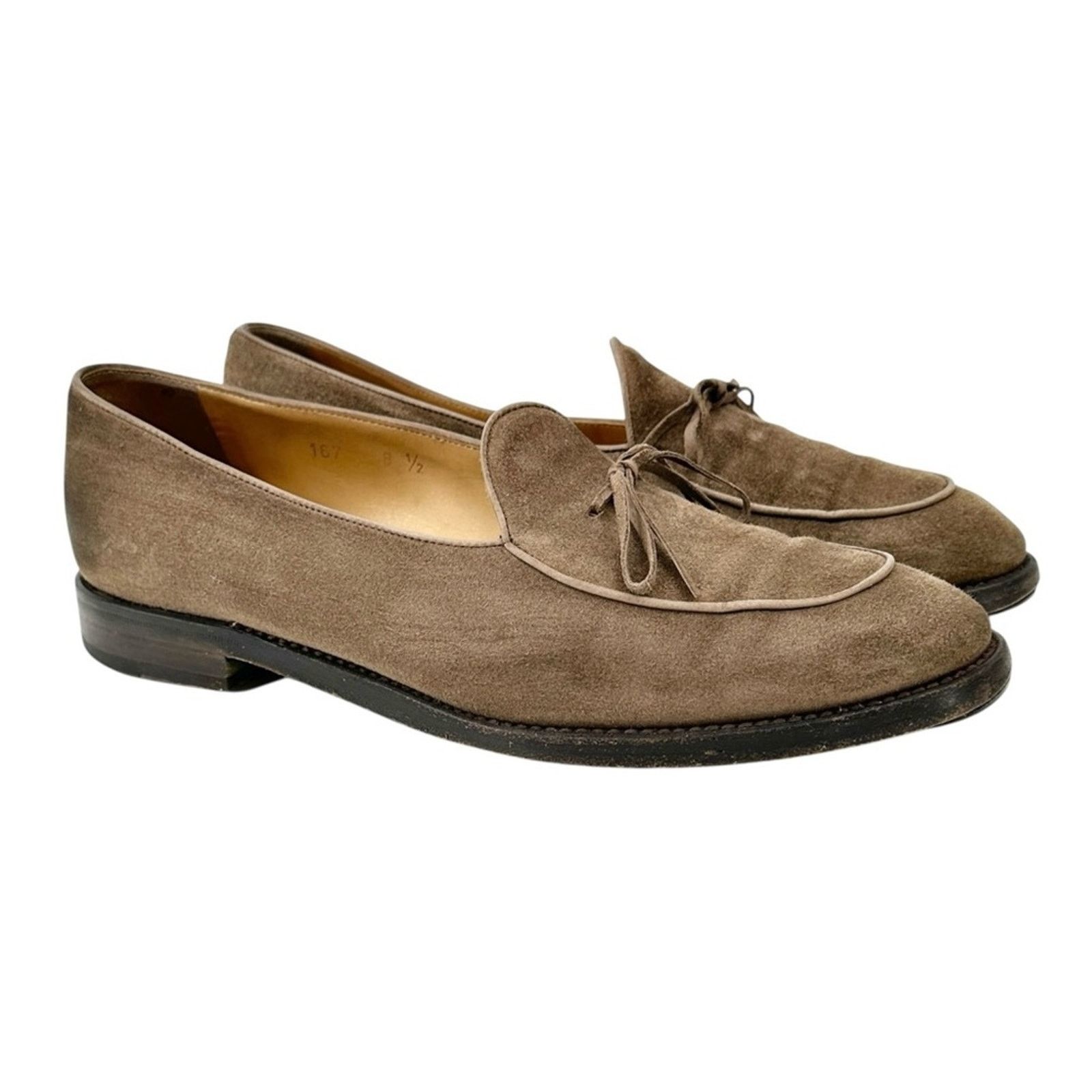 Sutor Mantellassi Gray Brown Suede Leather Driving Shoes Slip On Loafers Size US 8.5 / EU 41-42 - 1 Thumbnail