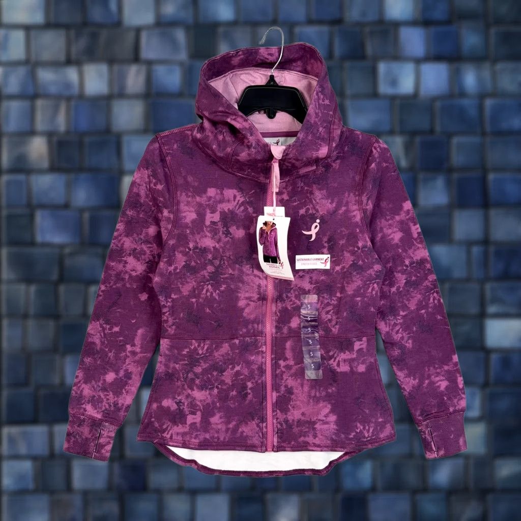 Vintage Susan G. Komen Hoodie Womens Small Purple Tie Dye Full Zip Fleece Awareness NWT Size S / US 4 / IT 40 - 1 Thumbnail