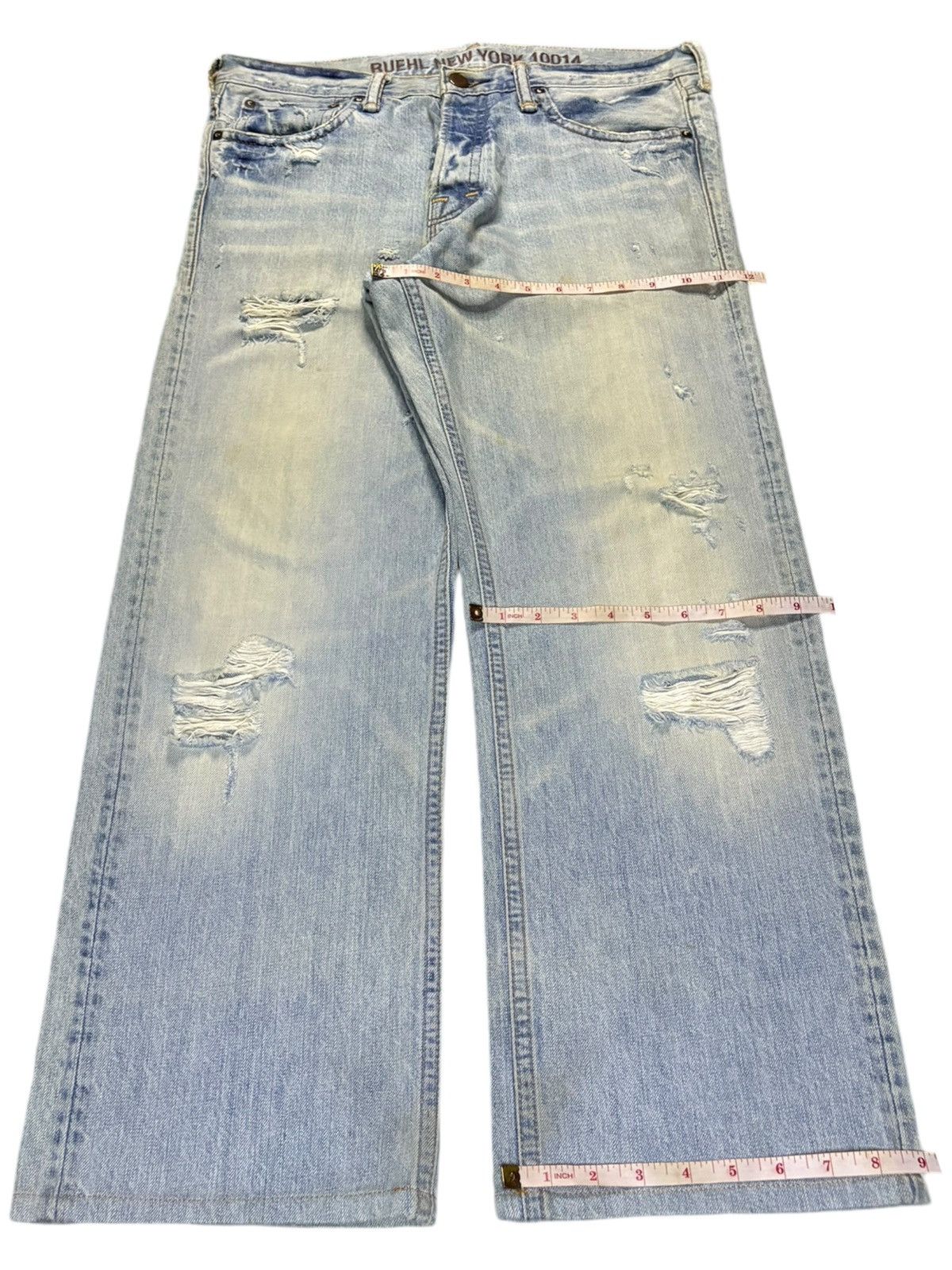 Ruehl No. 925 Vintage Ruehl Button Fly Bleached Distress Loose Baggy Jeans Size US 35 - 12 Thumbnail