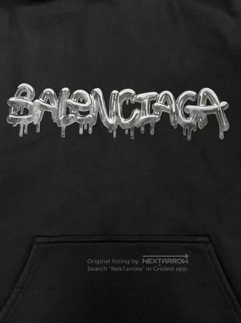Balenciaga Logo Print Fleece Hoodie.