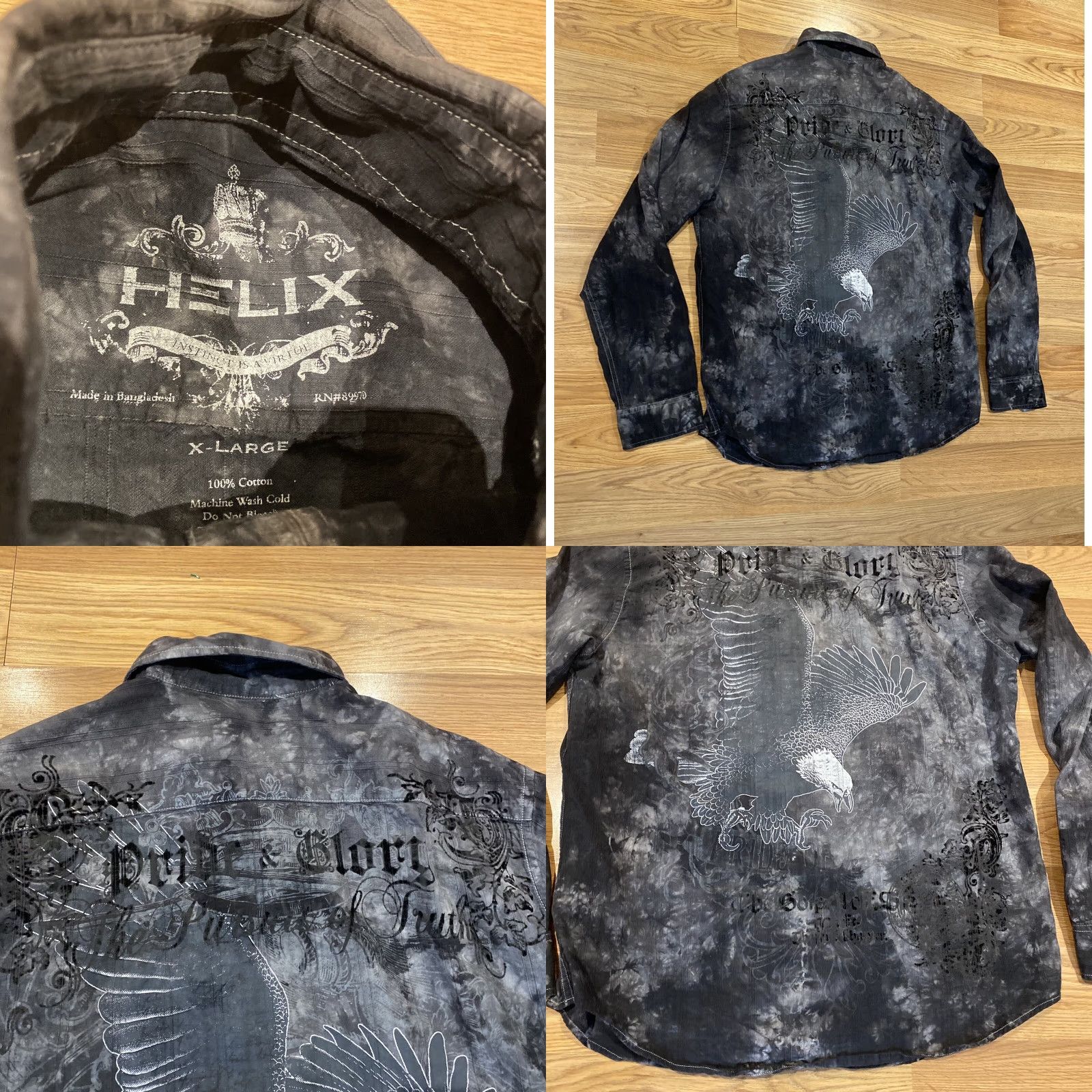 Affliction VINTAGE Helix Affliction Style Goth Punk Emo Shirt Men XL Black Graphic Print Long Sleeve Button-Up Mens XL Size US XL / EU 56 / 4 - 8 Thumbnail