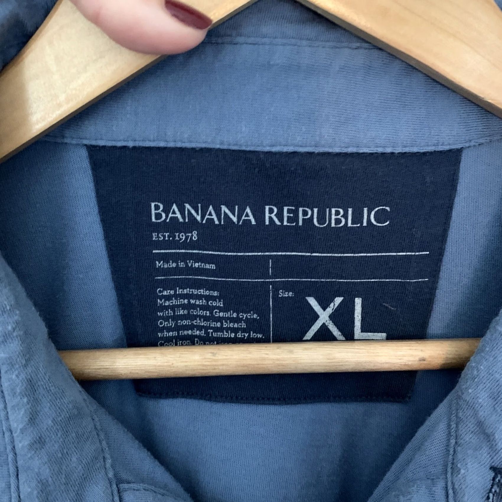 Banana Republic VINTAGE Banana Republic Polo Shirt Mens Short Sleeve 100% Cotton XL Blue Shirt Mens Size US XL / EU 56 / 4 - 4 Thumbnail