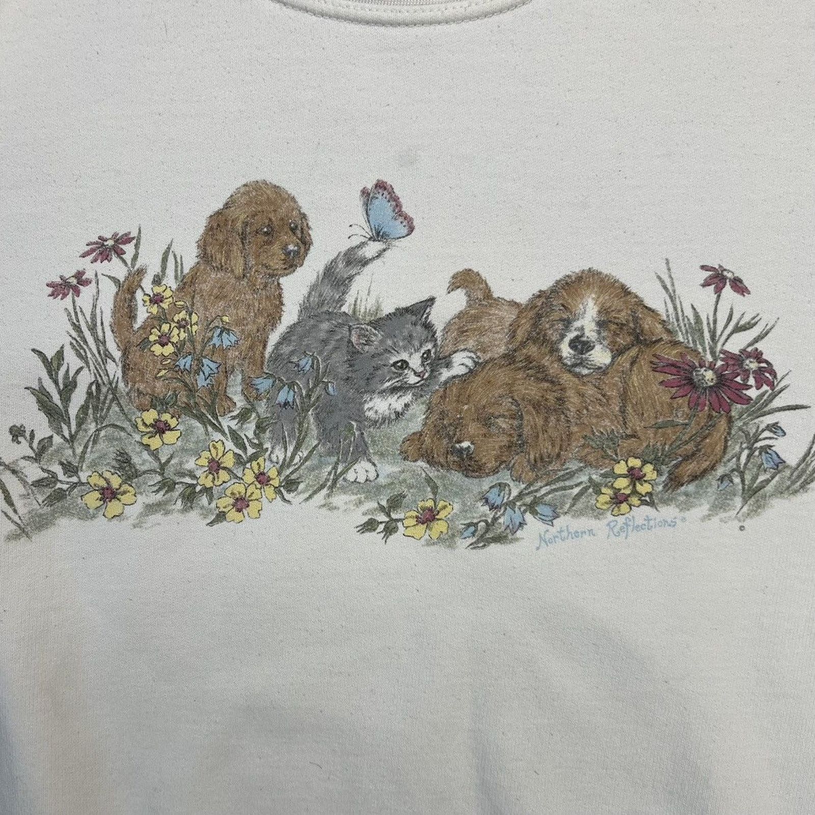 Vintage 90s Northern Reflections Dogs & Kitten Sweatshirt Animals Size US S / EU 44-46 / 1 - 2 Thumbnail