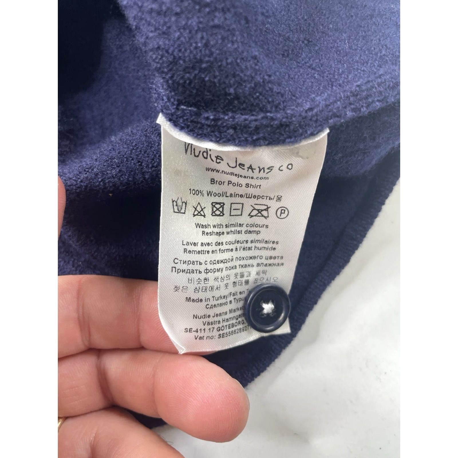 Nudie Jeans Nudie Mens Bror Polo Shirt Wool Blue Tipped Size L Regular Button-Up Long Sleeve Size US L / EU 52-54 / 3 - 7 Thumbnail