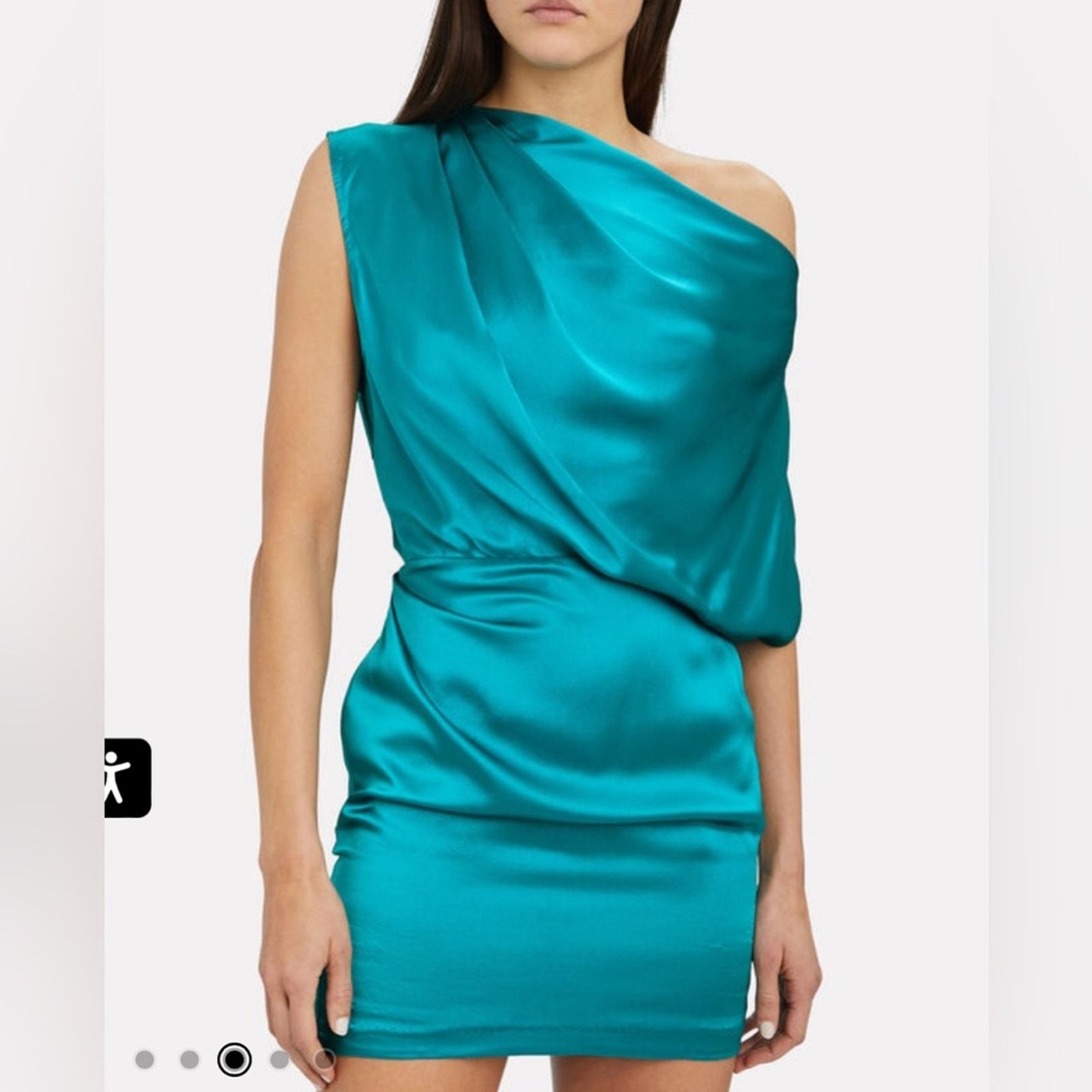 REVOLVE MICHELLE MASON One-Shoulder Draped Mini Dress TURQUOISE 4 Size S / US 4 / IT 40 - 6 Thumbnail