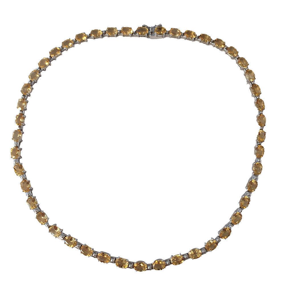 Designer Faceted Citrine Oval Sterling Silver Eternity Necklace Size ONE SIZE - 3 Thumbnail
