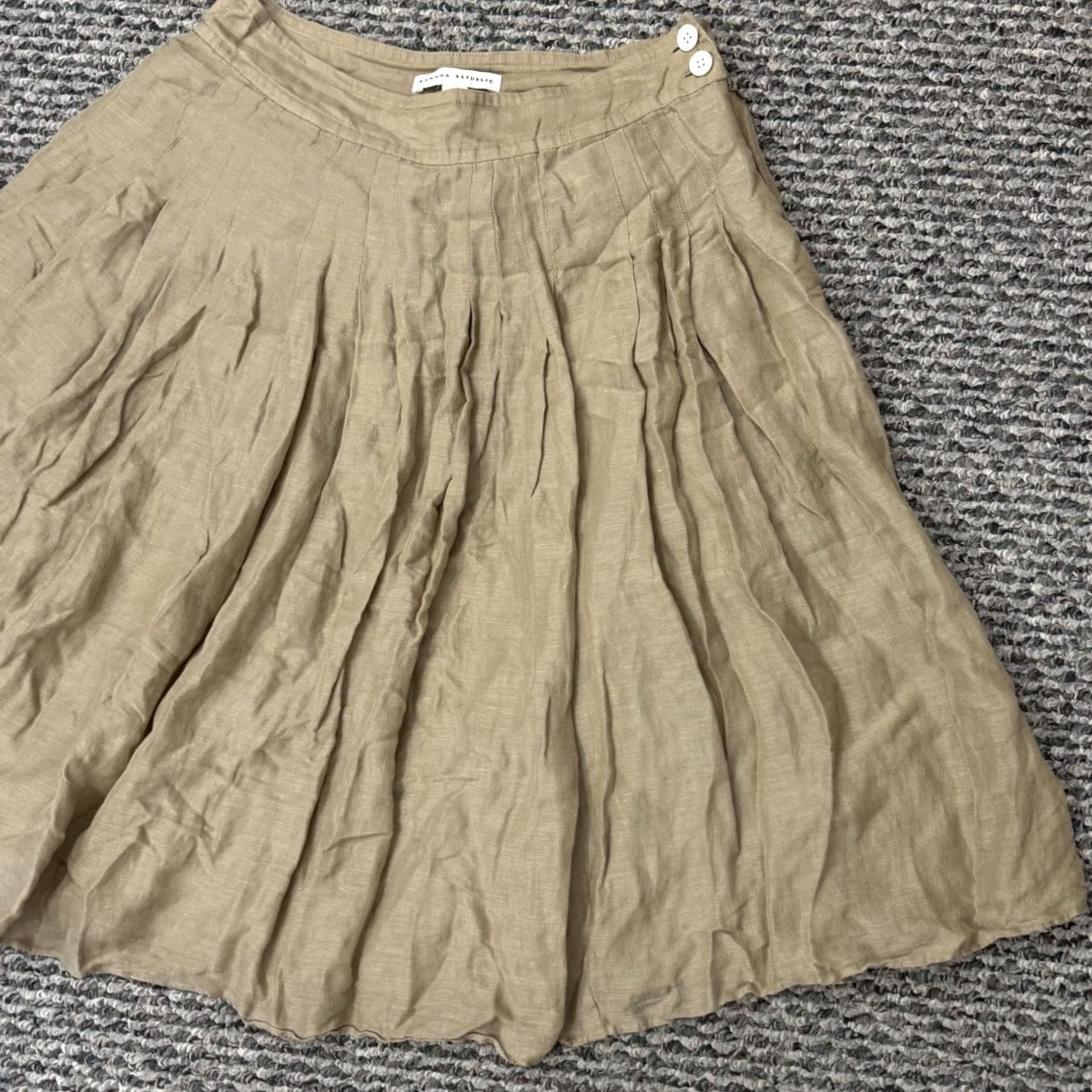 Banana Republic Banana Republic Skirt Womens 0 Gold A Line Pleated Silk Linen Boho Evening Wedding Party/Cocktail Casual Workwear Vintage No Size 25" / US 0 / IT 36 - 2 Thumbnail