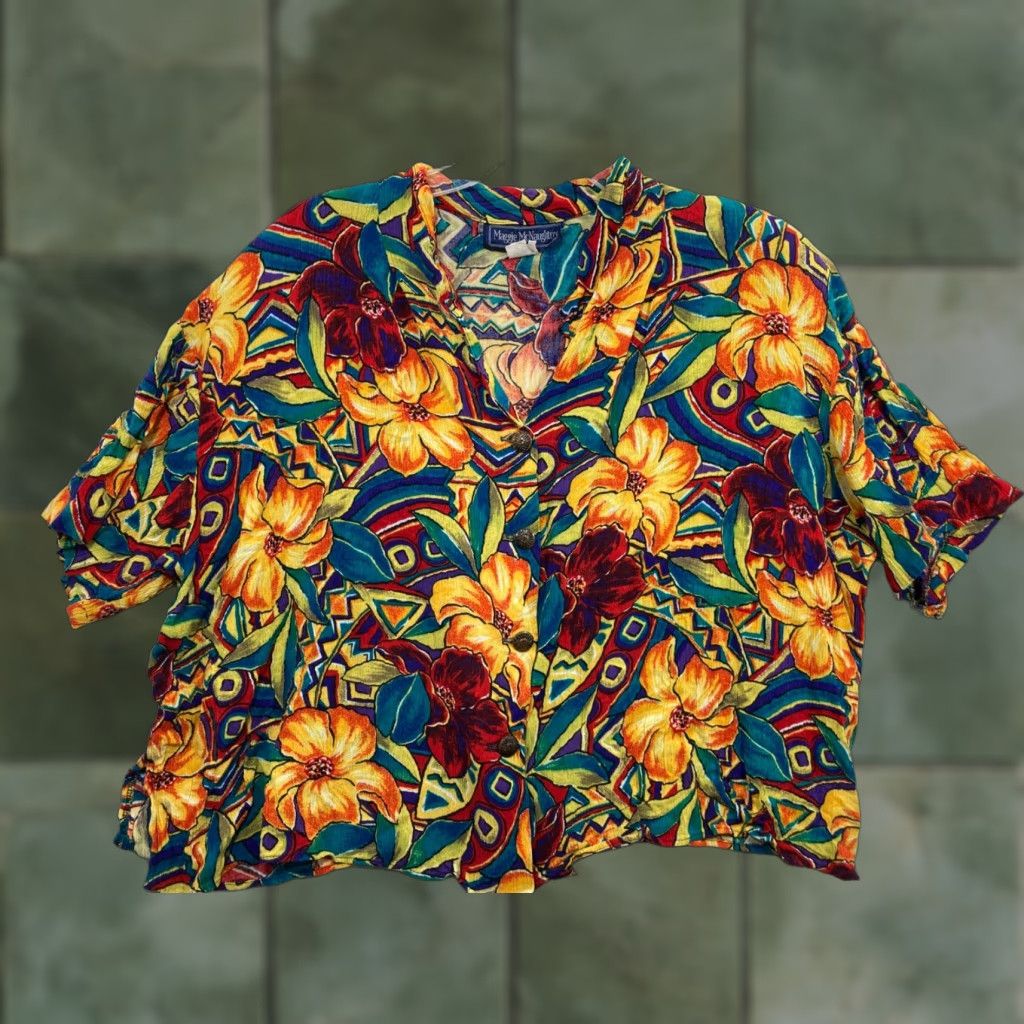 Vintage VINTAGE Maggie McNaughton Blouse Womens 24W Top Hawaiian Shirt Shoulder Pads Size 3XL / US 20-22 - 1 Thumbnail