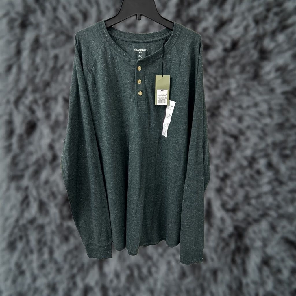 Vintage Goodfellow & Co Henley Shirt Mens XXL Mountain Spruce Green Long Sleeve NWT Size US XXL / EU 58 / 5 - 1 Thumbnail
