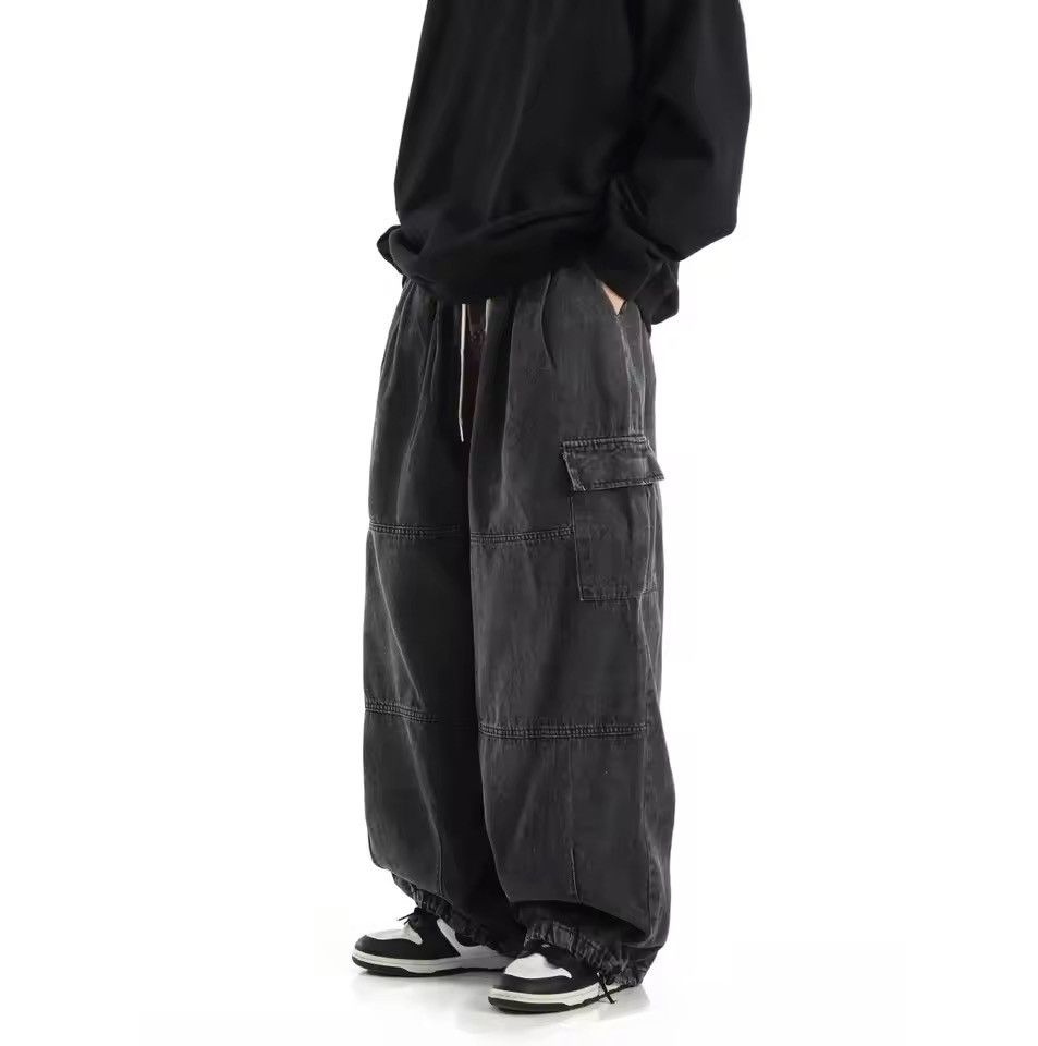 Japanese Brand Black Baggy Cargo SweatPant Size US 27 - 5 Thumbnail