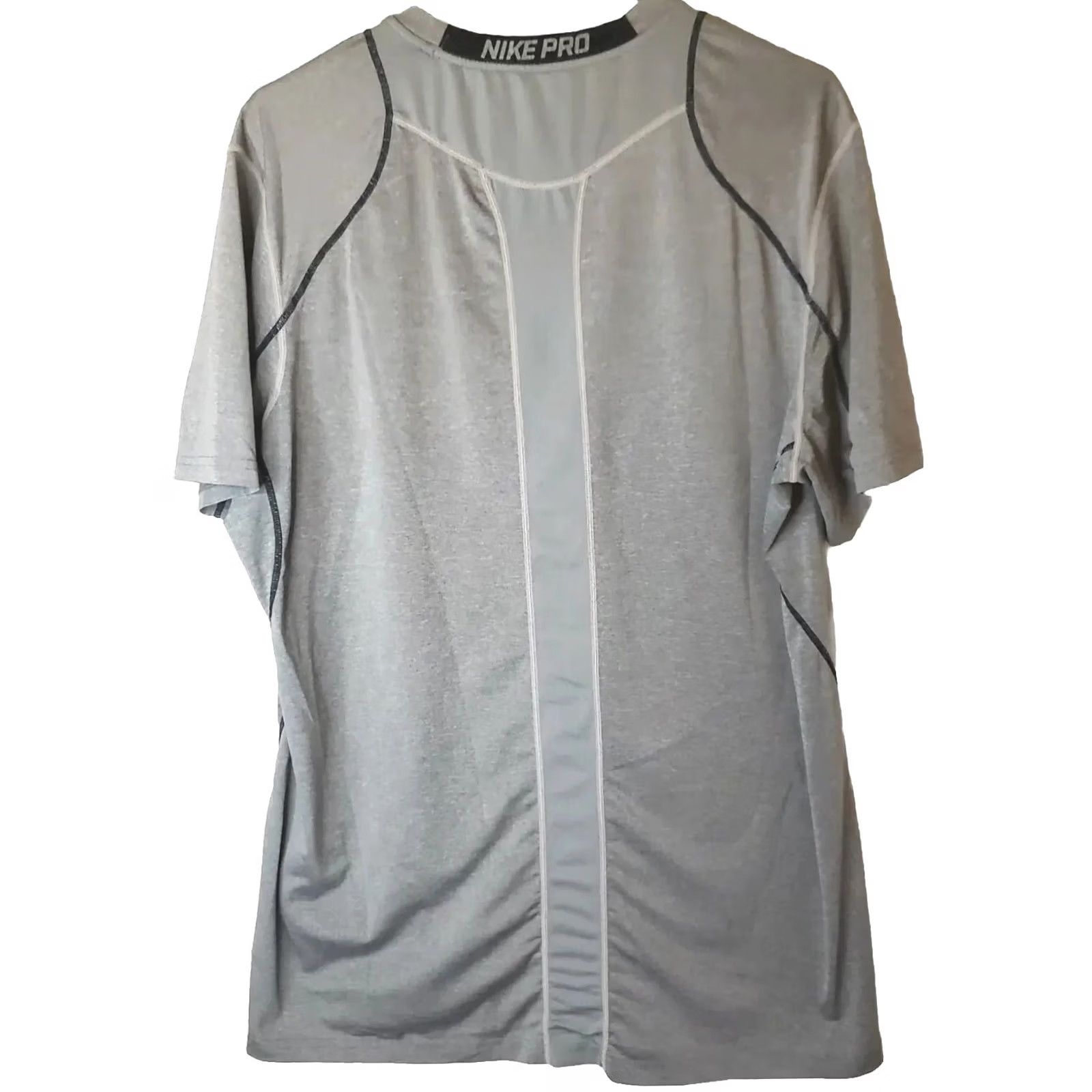 Nike Nike Pro Combat Dri-Fit Men’s Shirt XL Gray Black Short Sleeve Crew Neck Logo Swoosh Lightweight Moisture Wicking Athletic Shirt Size US XL / EU 56 / 4 - 7 Thumbnail