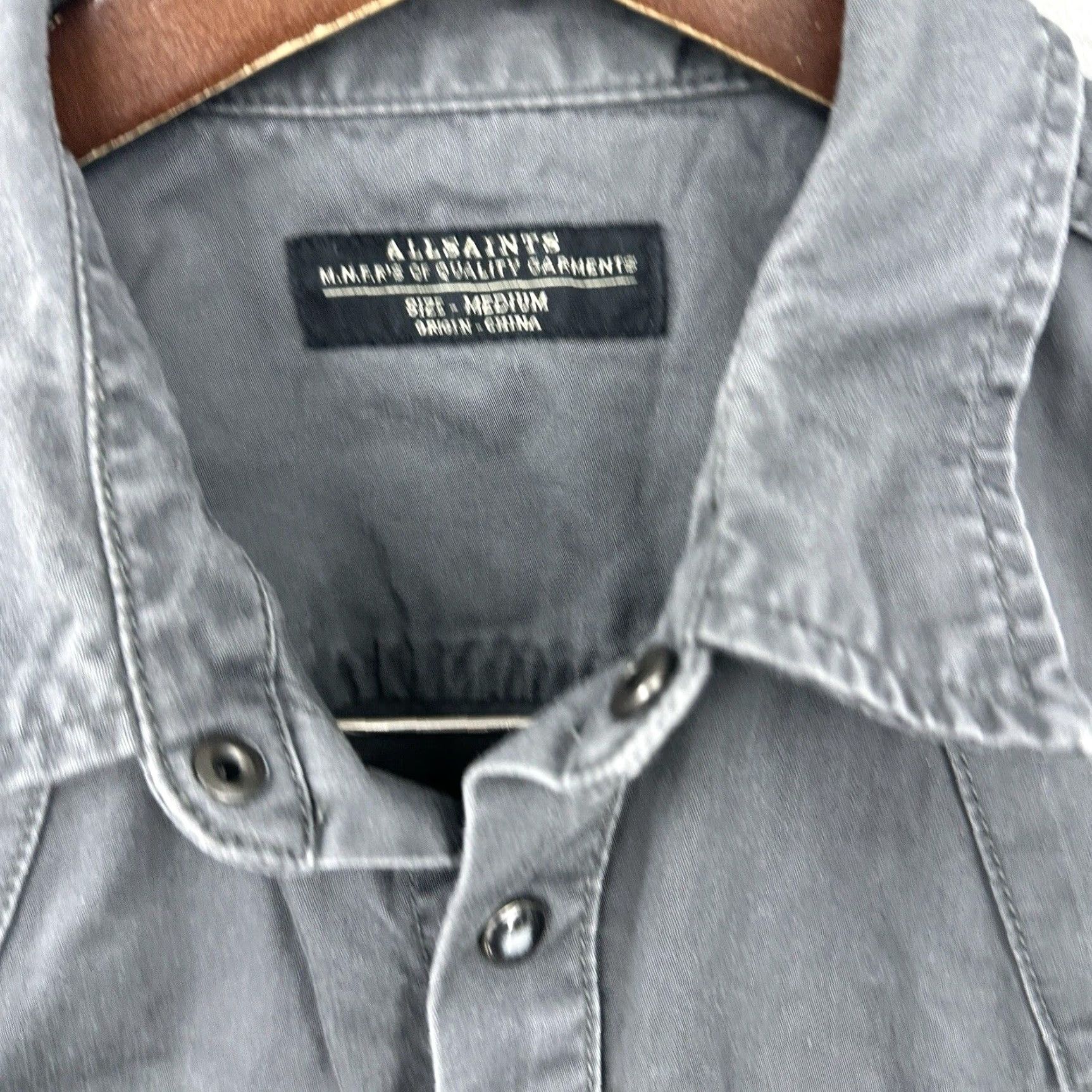 Allsaints VINTAGE AllSaints Shirt Mens Medium Western Pearl Snap Long Sleeve Cowboy Gray READ Size M / US 6-8 / IT 42-44 - 7 Thumbnail