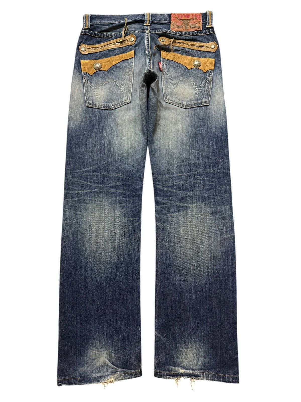 Edwin Vintage 90s Edwin XV Blue Faded Wash Distressed Straight Leg Size US 32 / EU 48 - 2 Thumbnail