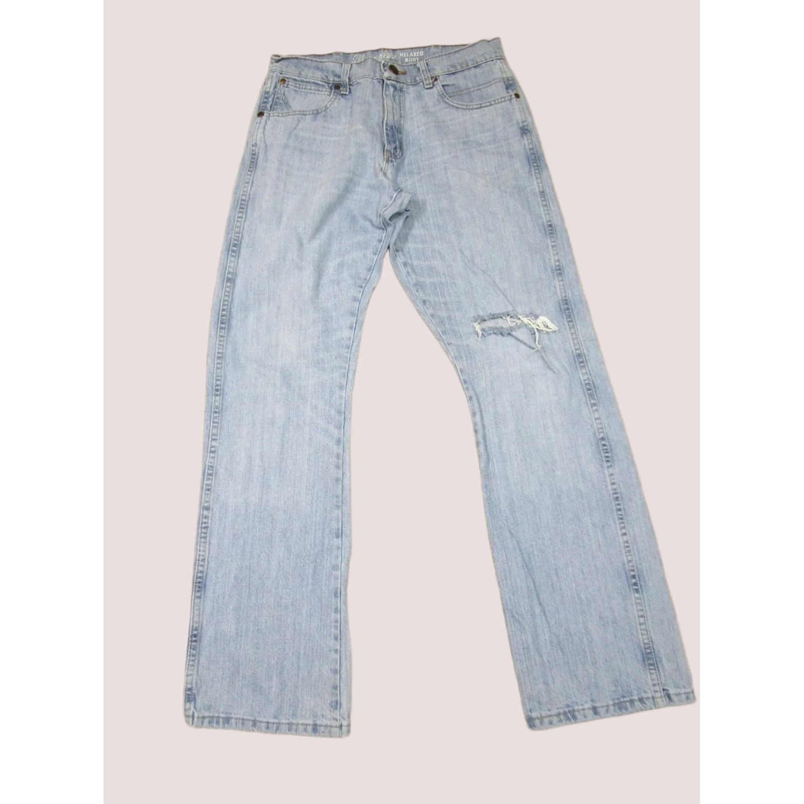Wrangler Wrangler Retro Jeans Men 31x34 Blue Bootcut Western Pants Light Wash Distressed Jeans Size US 31 - 1 Thumbnail
