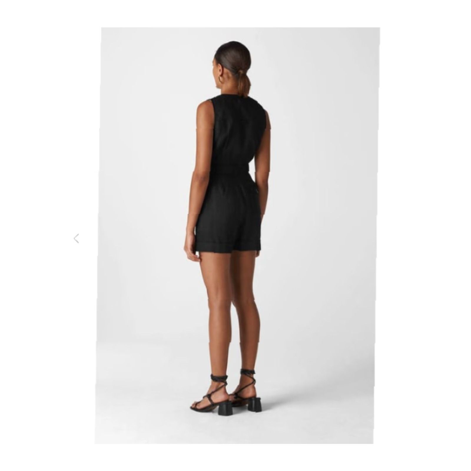 Whistles Whistles UK Black Linen Button Detail Playsuit Romper Tie Belt-Size 12 US NWT Womens Casual Beach 12 Black Whistles Size 34" / US 12 / IT 48 - 3 Thumbnail