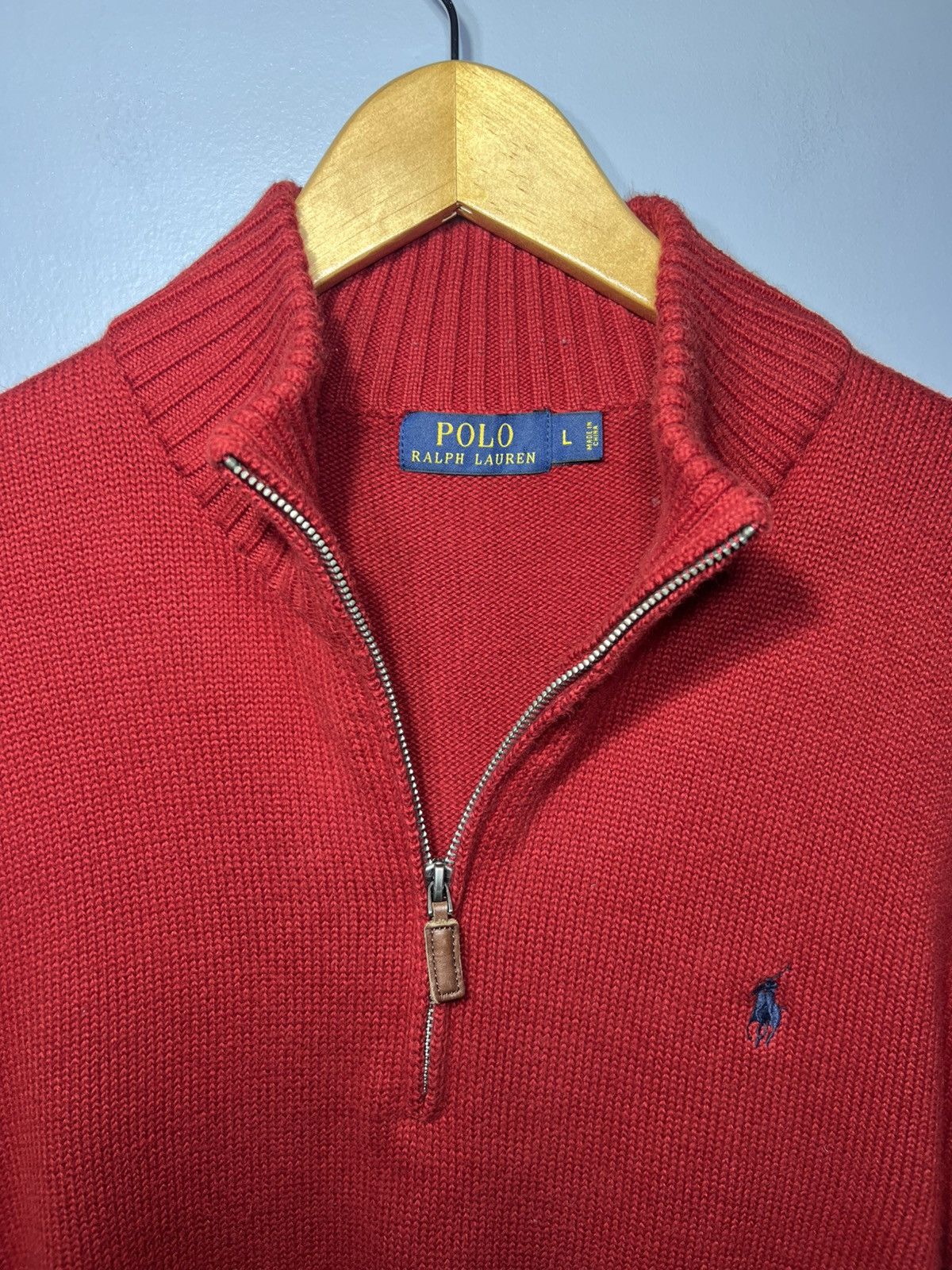 Polo Ralph Lauren Polo Ralph Lauren Men's Size Large Red Sweater 1/4 Zip Knit Size US L / EU 52-54 / 3 - 3 Thumbnail